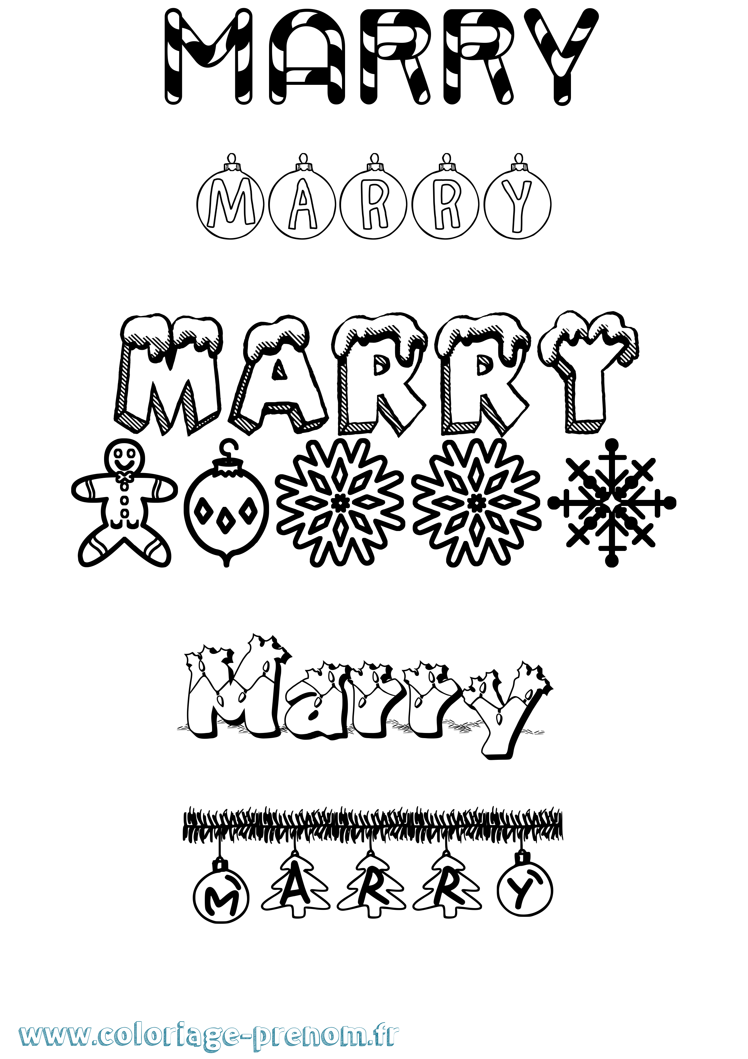 Coloriage Marry Noël Coloriage prénom Marry Noël