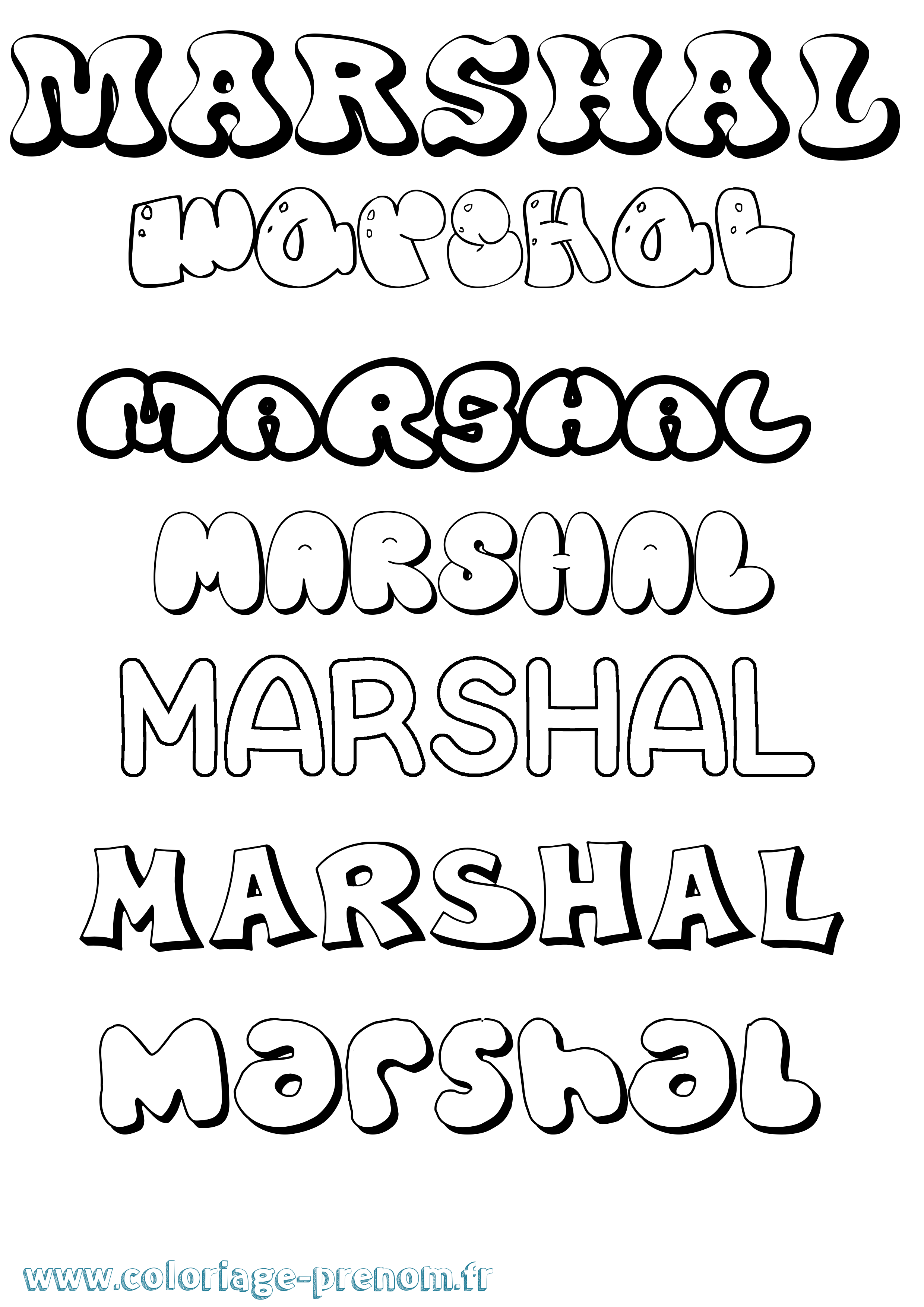 Coloriage Marshal Bubble Coloriage prénom Marshal Bubble