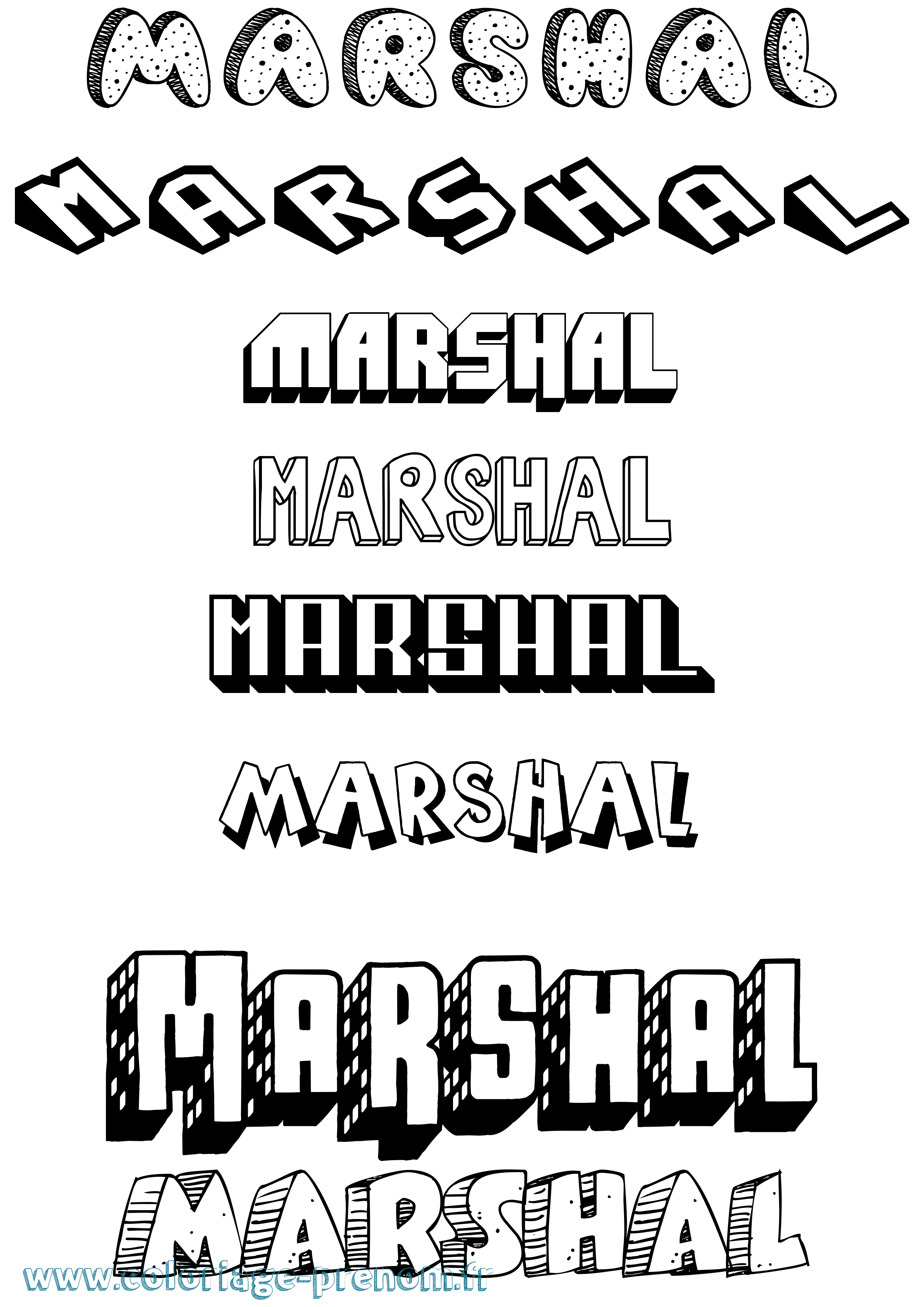 Coloriage Marshal Effet 3D Coloriage prénom Marshal Effet 3D