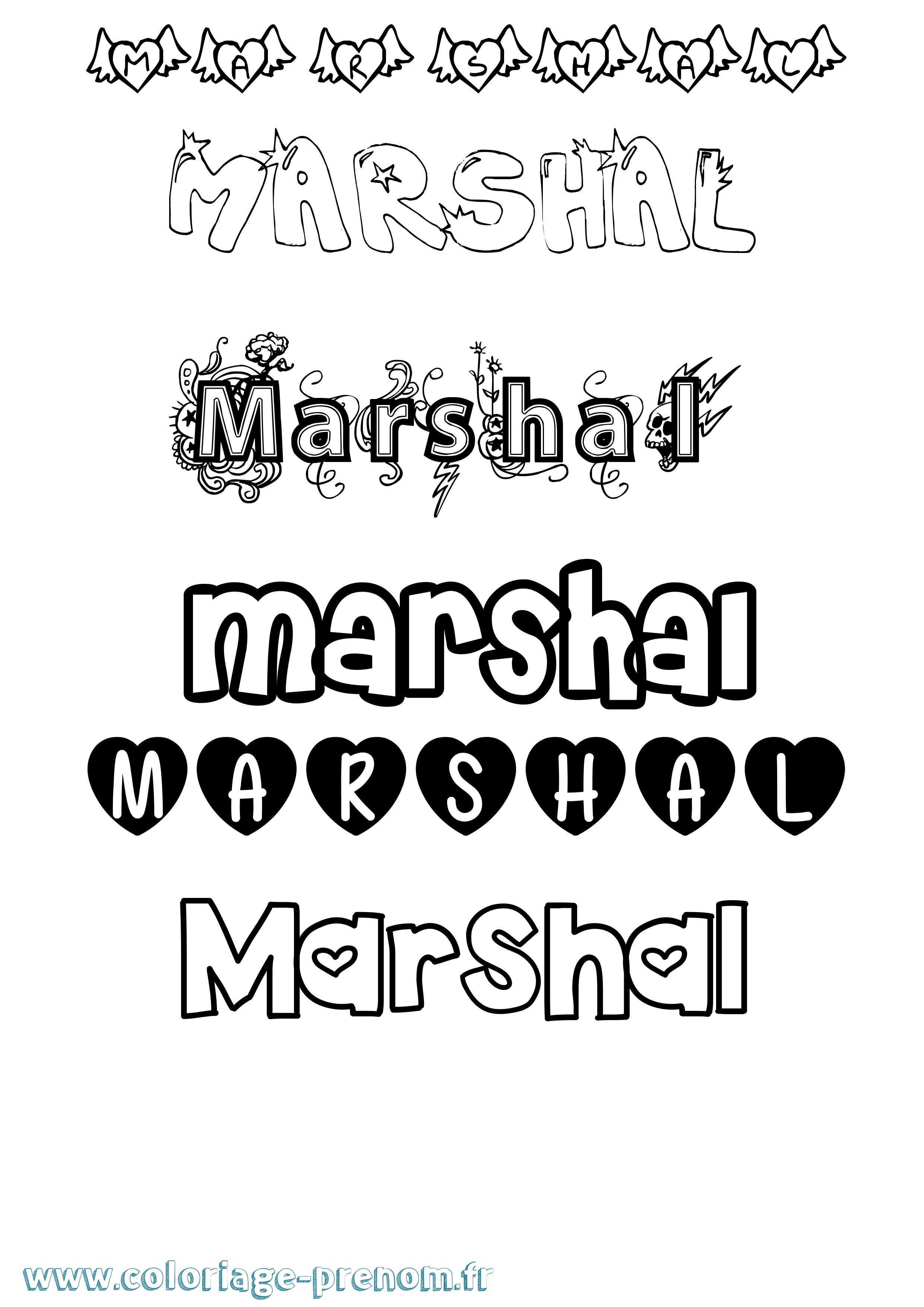 Coloriage Marshal Girly Coloriage prénom Marshal Girly