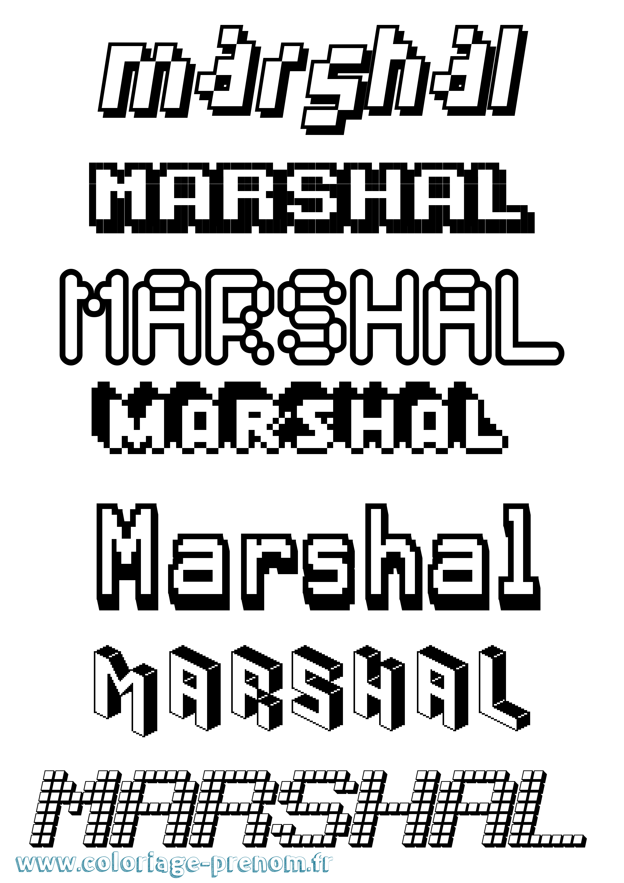 Coloriage Marshal Pixel Coloriage prénom Marshal Pixel