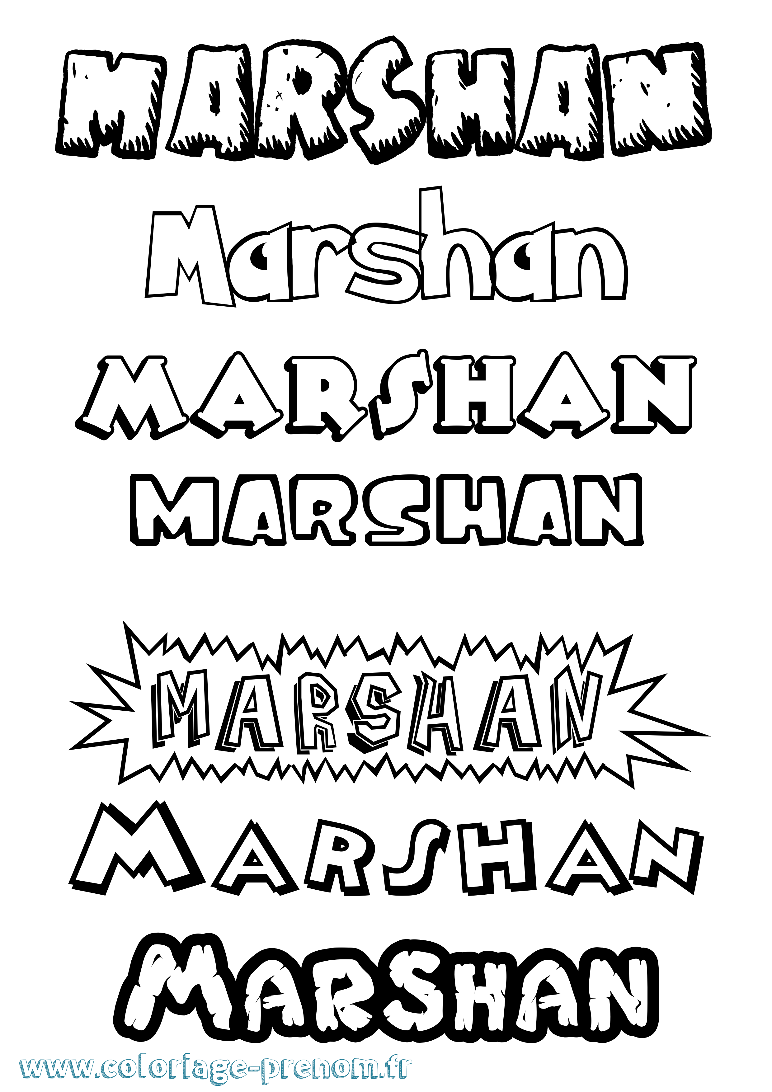 Coloriage Marshan Dessin Animé Coloriage prénom Marshan Dessin Animé