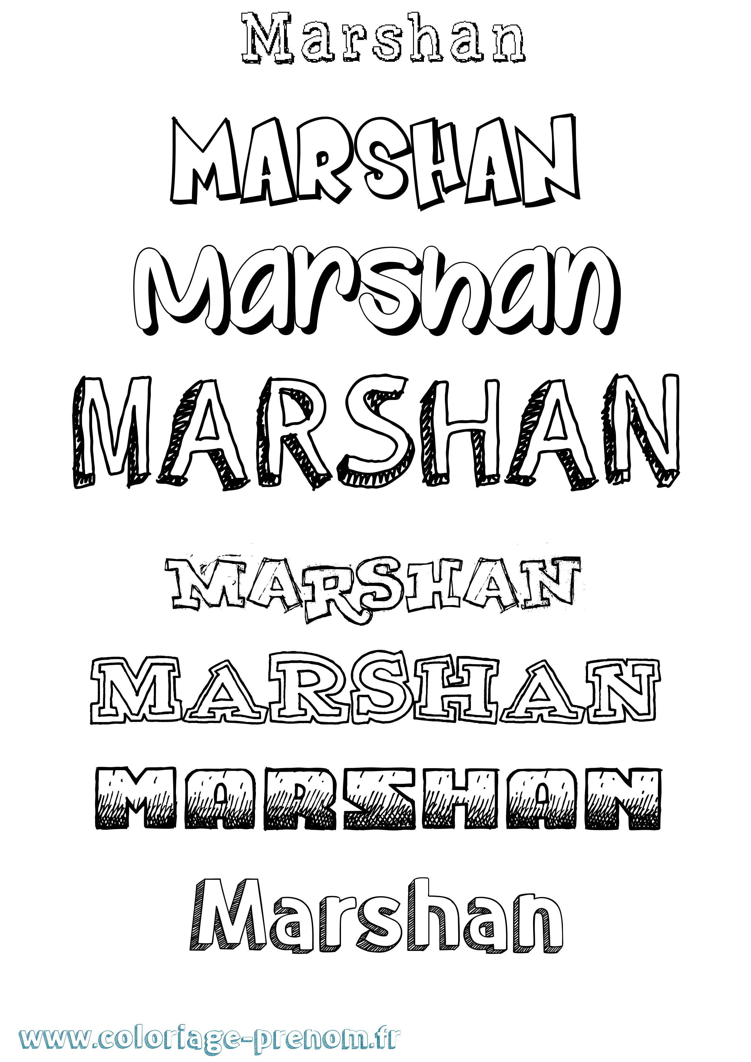 Coloriage Marshan Dessiné Coloriage prénom Marshan Dessiné