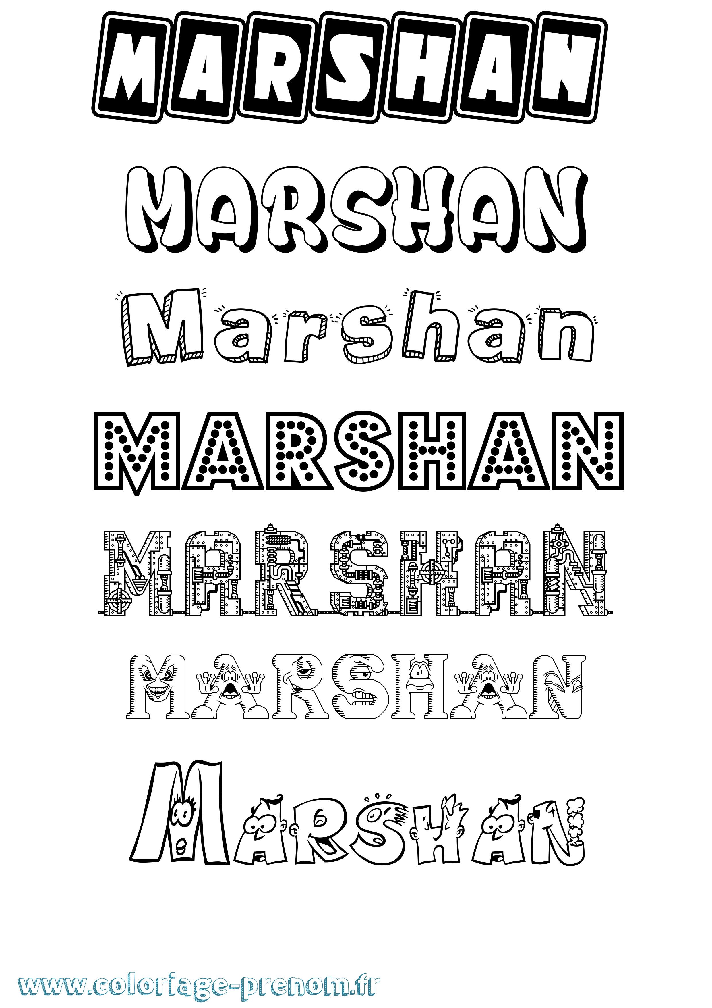 Coloriage Marshan Fun Coloriage prénom Marshan Fun