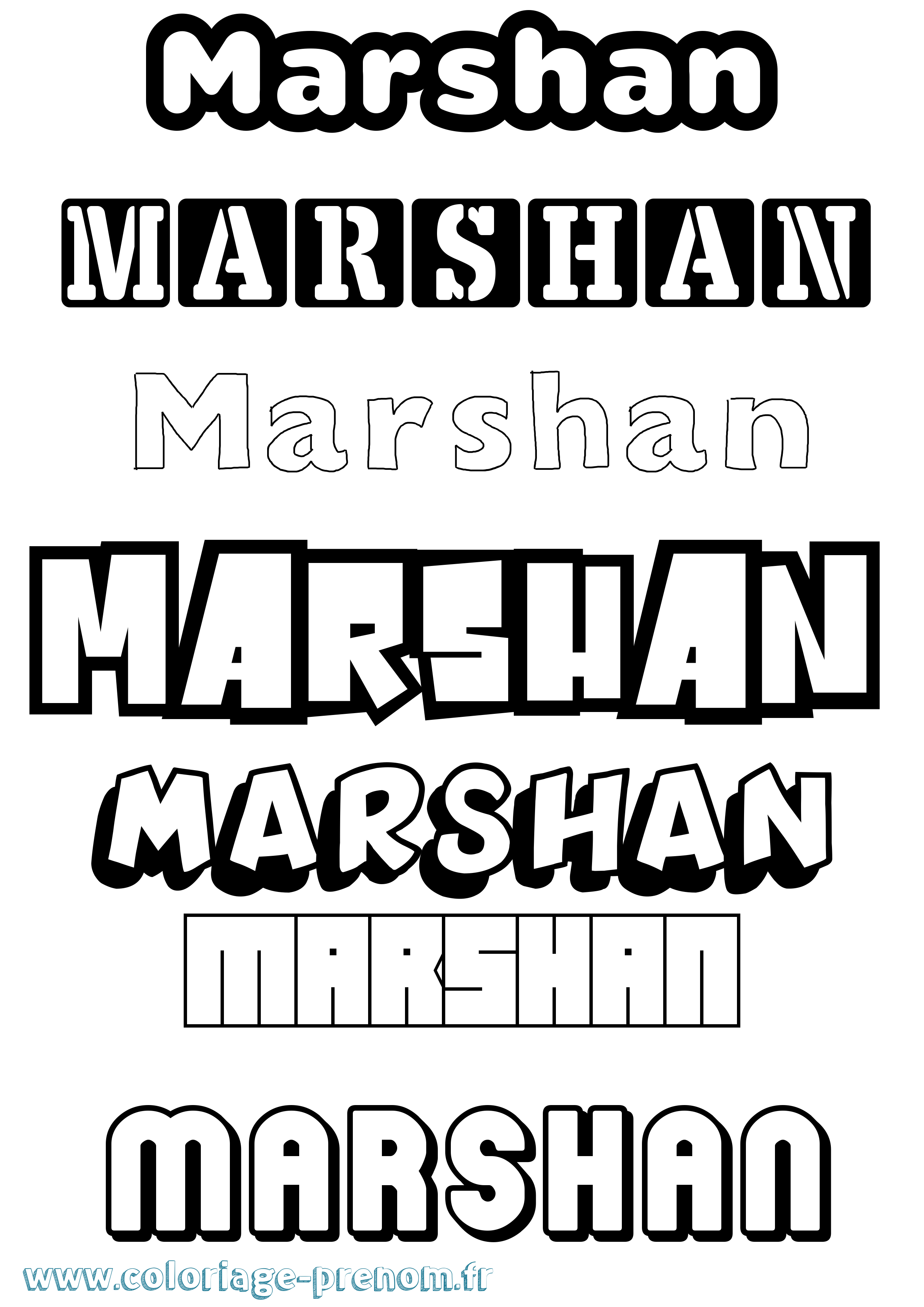 Coloriage Marshan Simple Coloriage prénom Marshan Simple