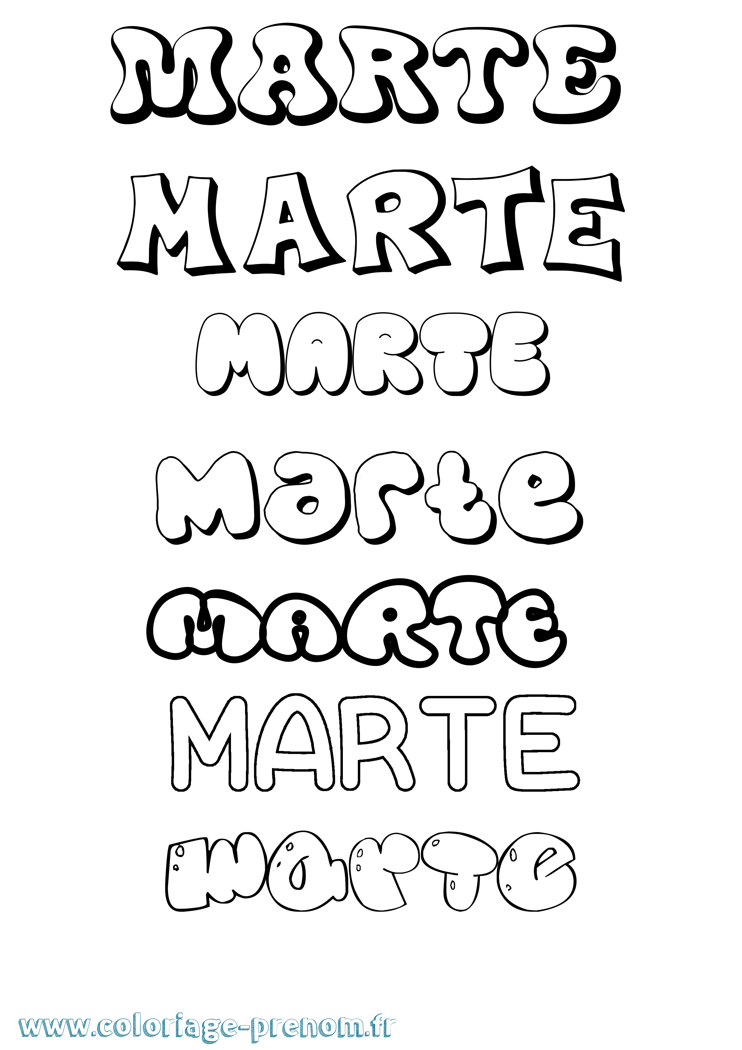 Coloriage Marte Bubble Coloriage prénom Marte Bubble