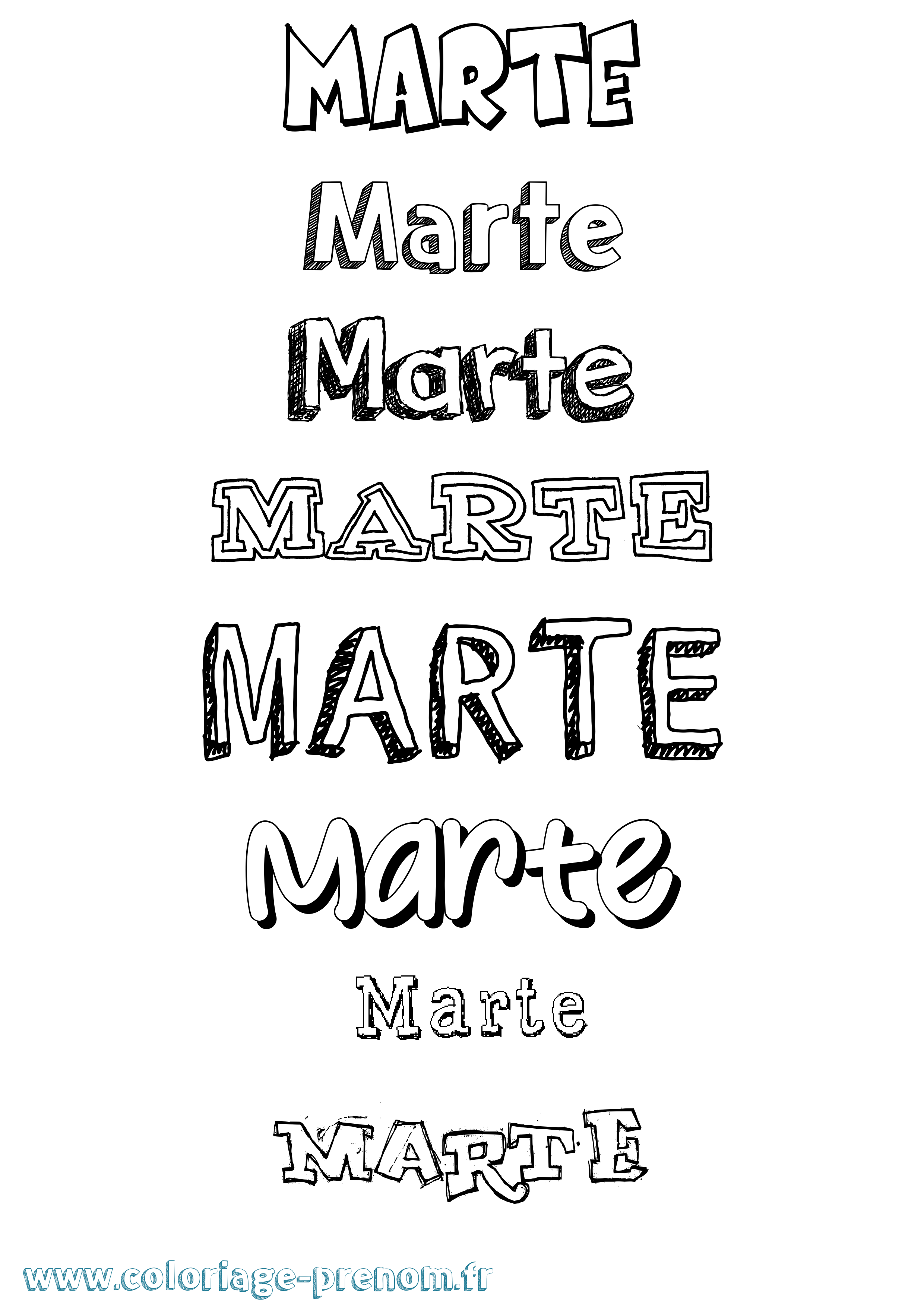 Coloriage Marte Dessiné Coloriage prénom Marte Dessiné