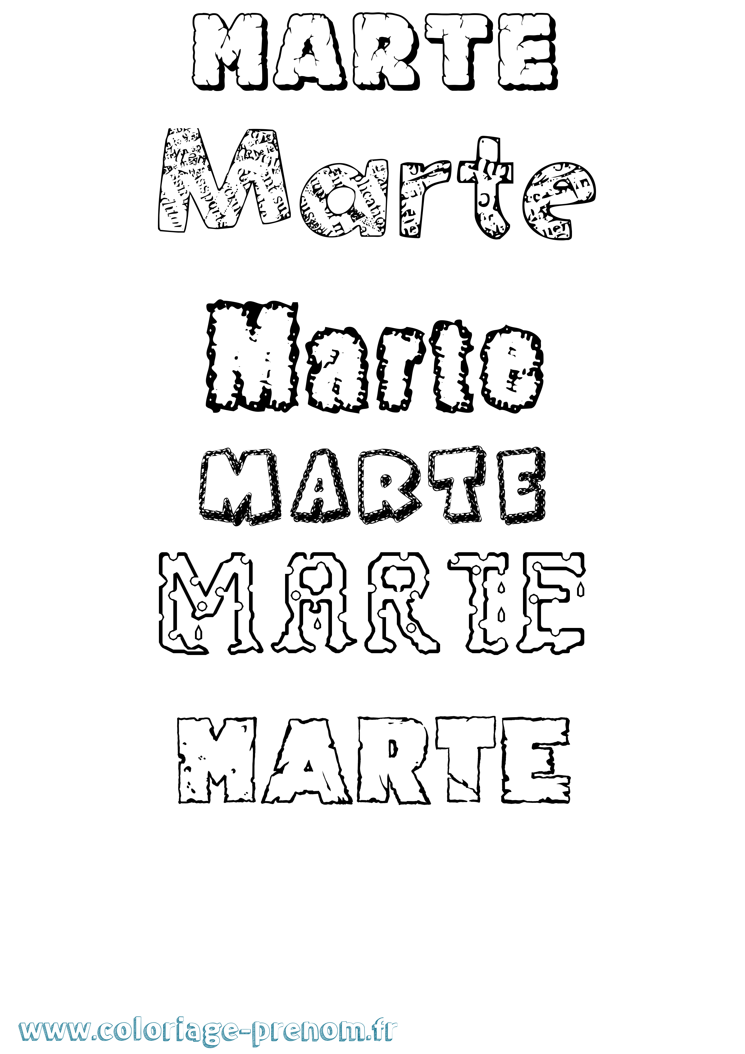 Coloriage Marte Destructuré Coloriage prénom Marte Destructuré