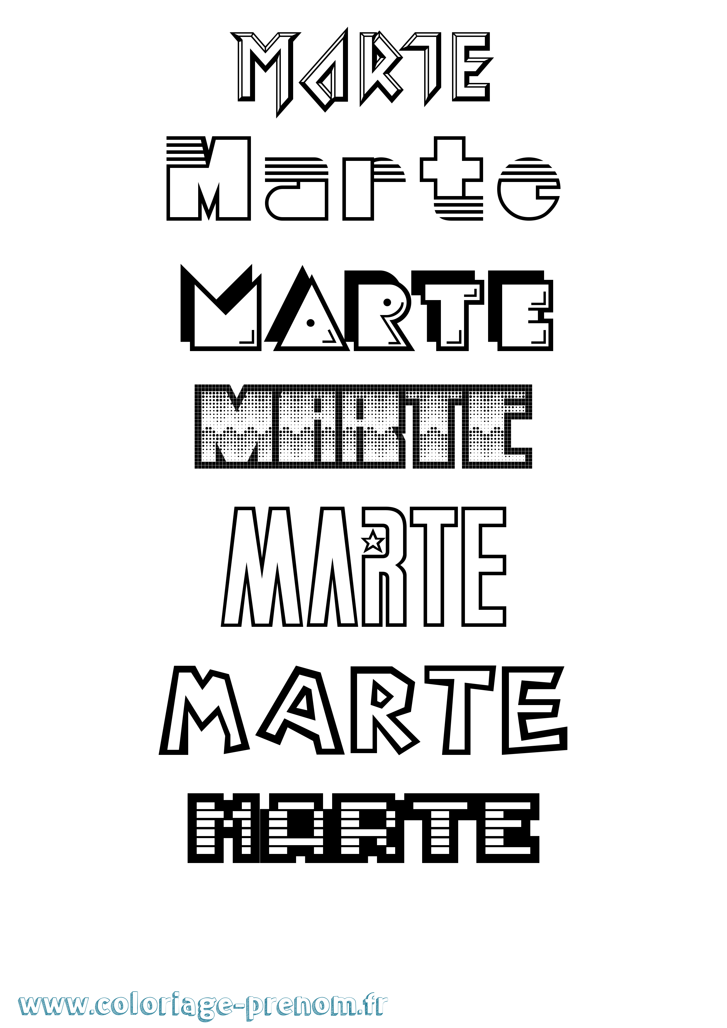 Coloriage Marte Jeux Vidéos Coloriage prénom Marte Jeux Vidéos