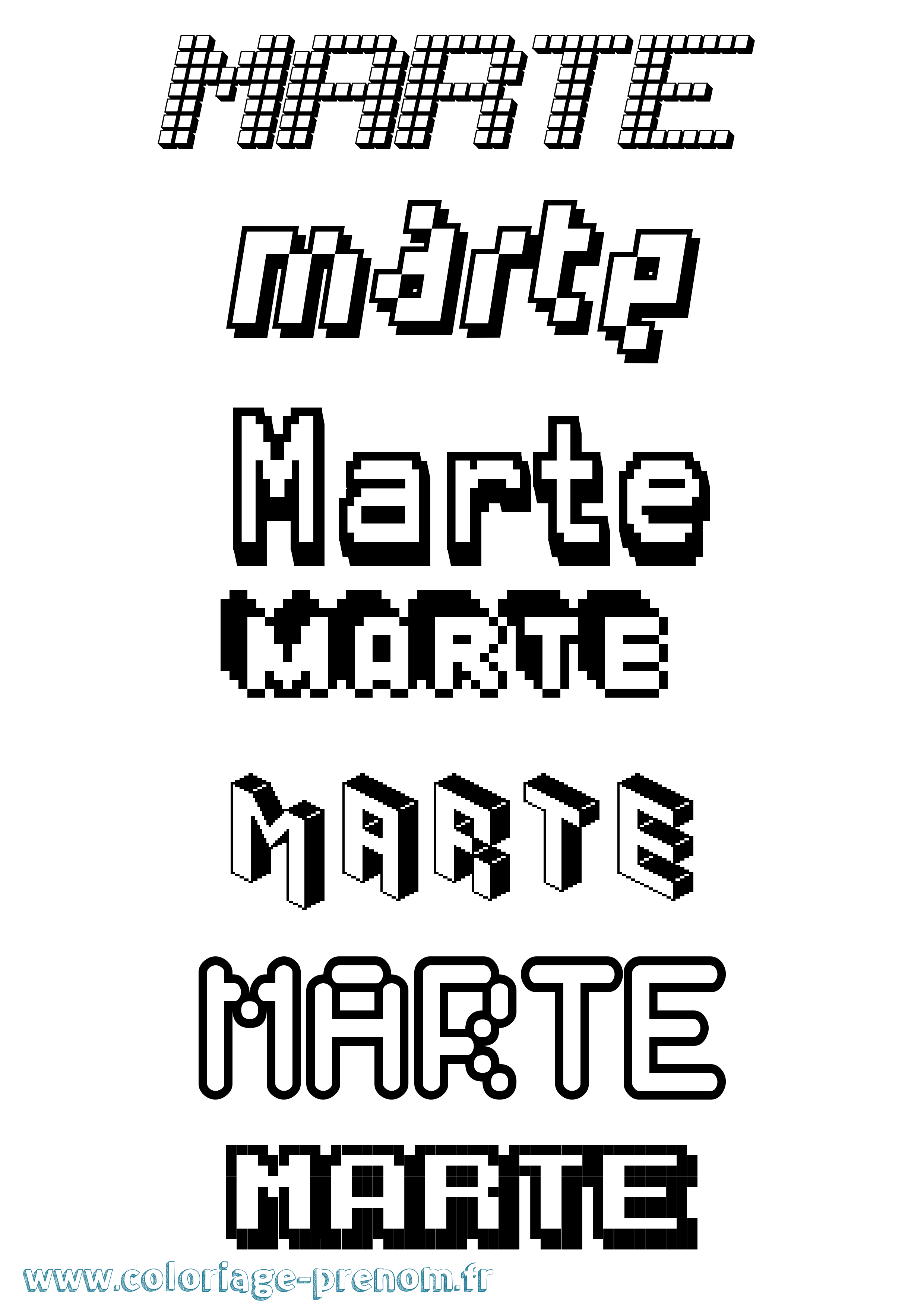 Coloriage Marte Pixel Coloriage prénom Marte Pixel