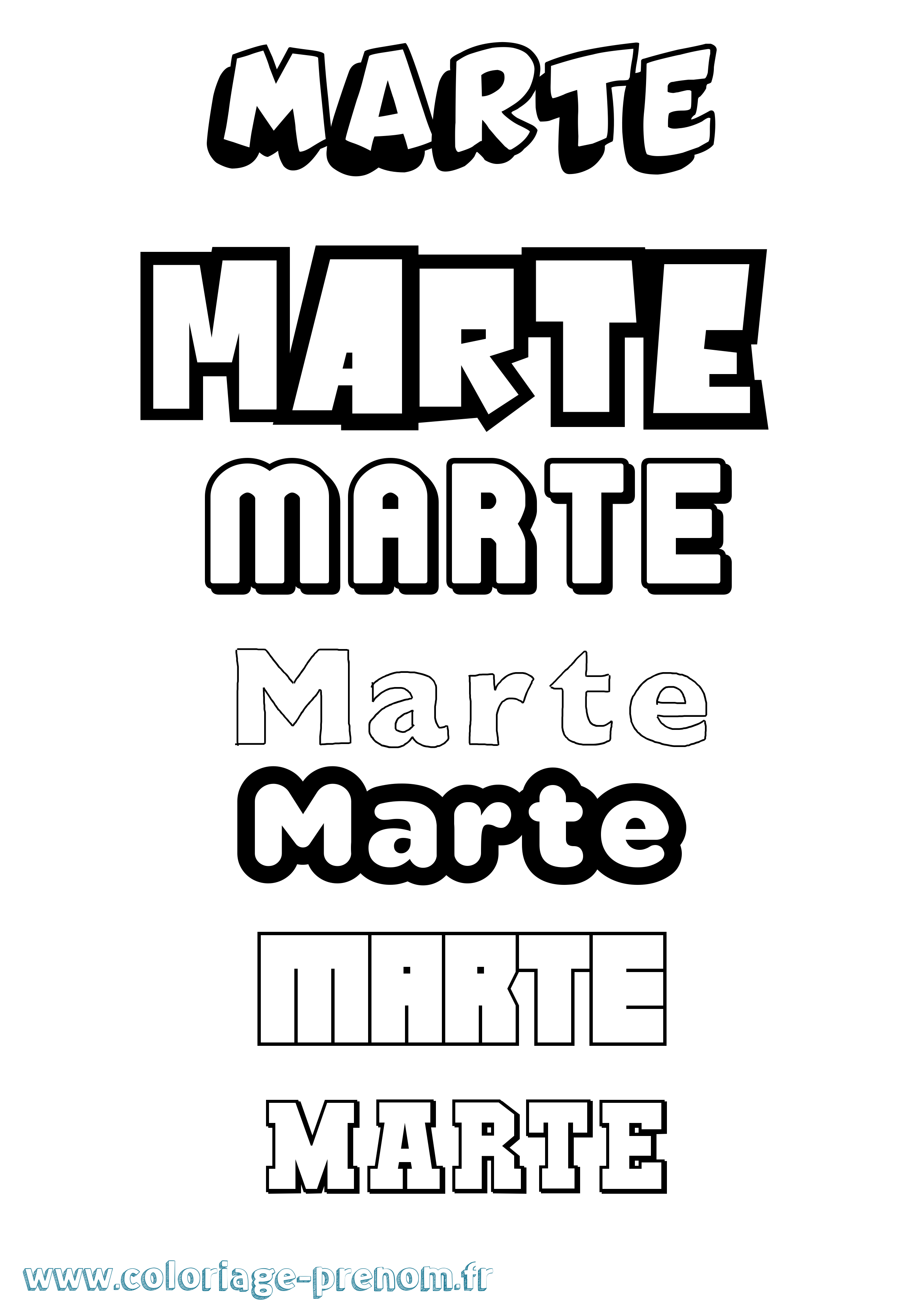 Coloriage Marte Simple Coloriage prénom Marte Simple