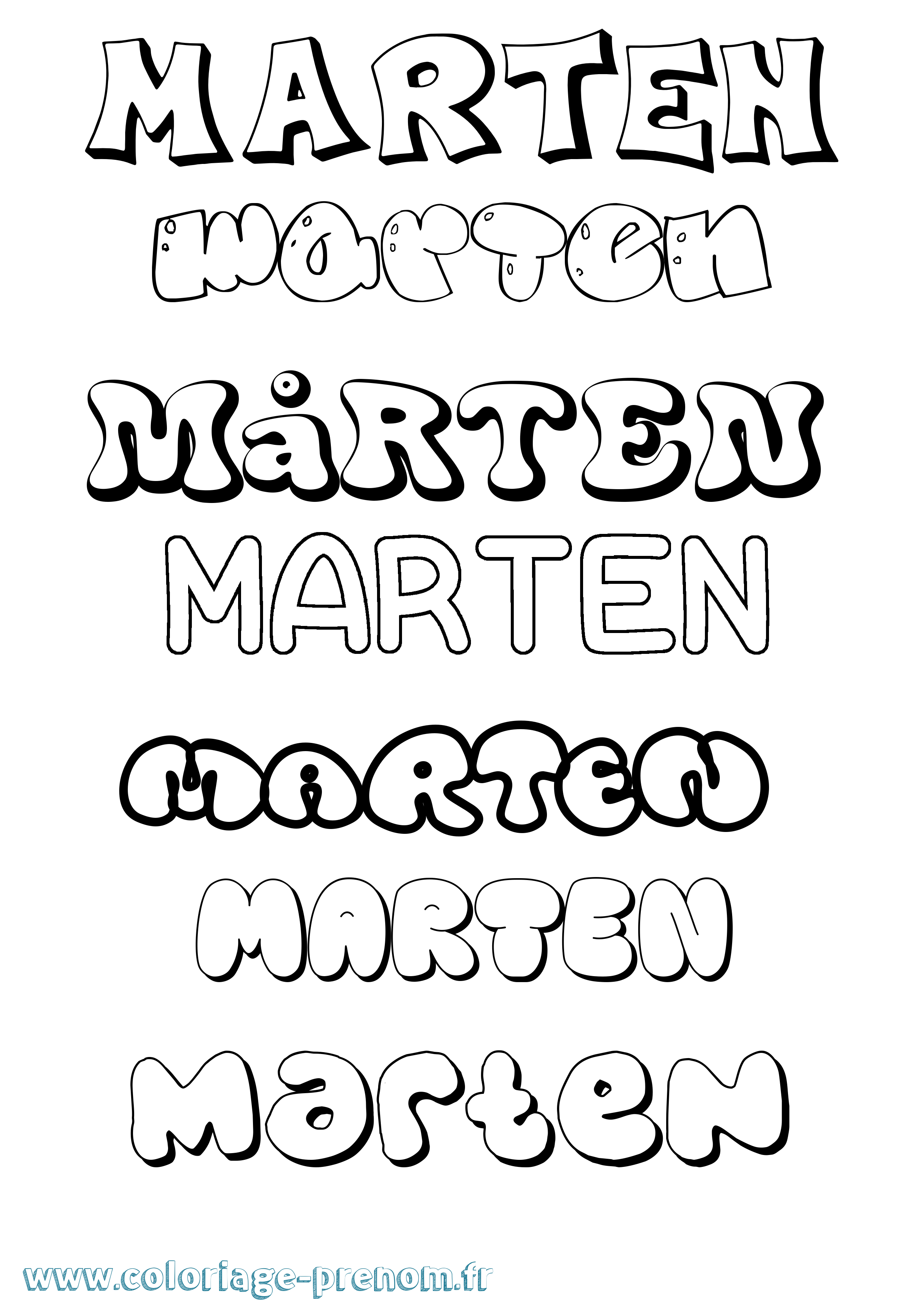 Coloriage Mårten Bubble Coloriage prénom Mårten Bubble