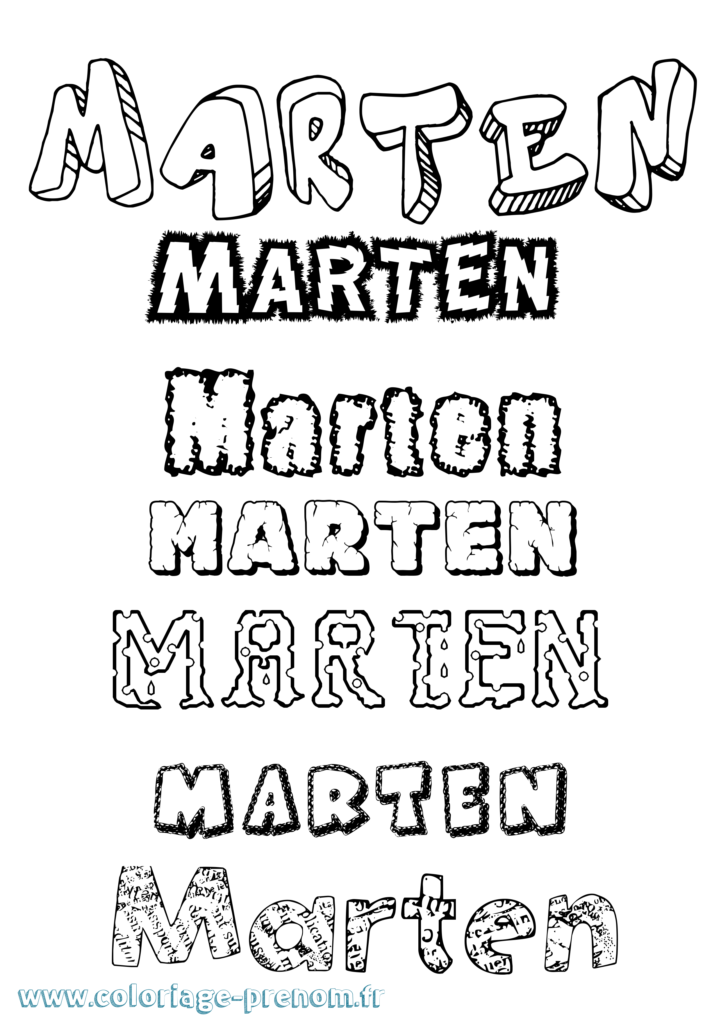 Coloriage Mårten Destructuré Coloriage prénom Mårten Destructuré