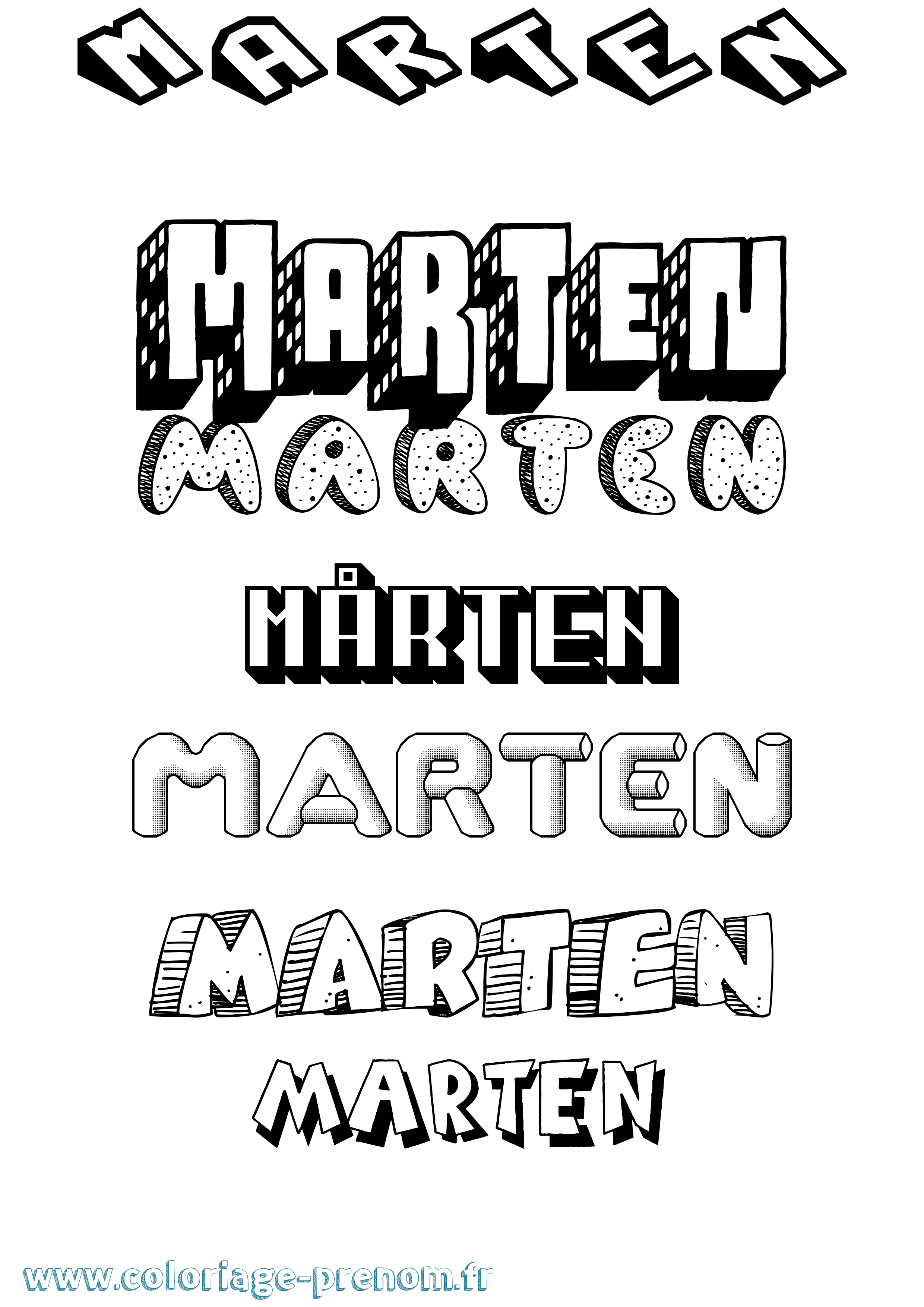 Coloriage Mårten Effet 3D Coloriage prénom Mårten Effet 3D