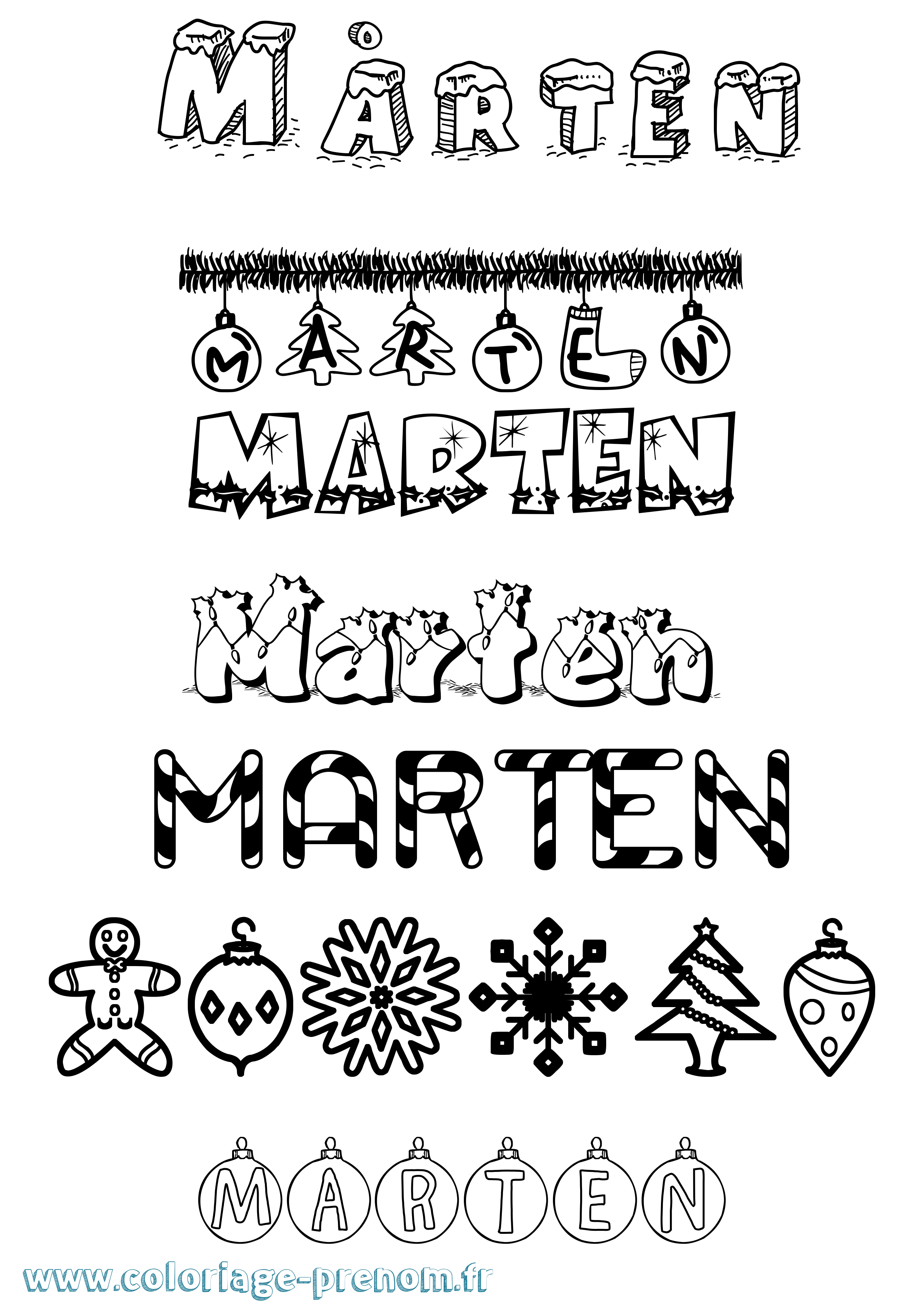 Coloriage Mårten Noël Coloriage prénom Mårten Noël