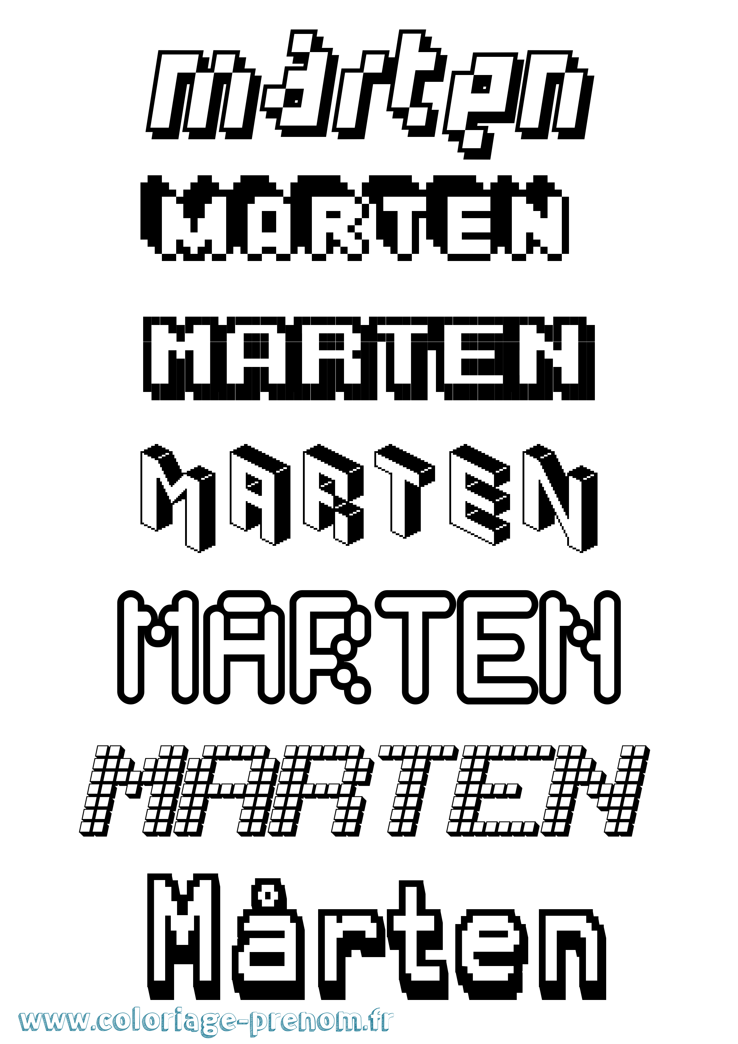 Coloriage Mårten Pixel Coloriage prénom Mårten Pixel