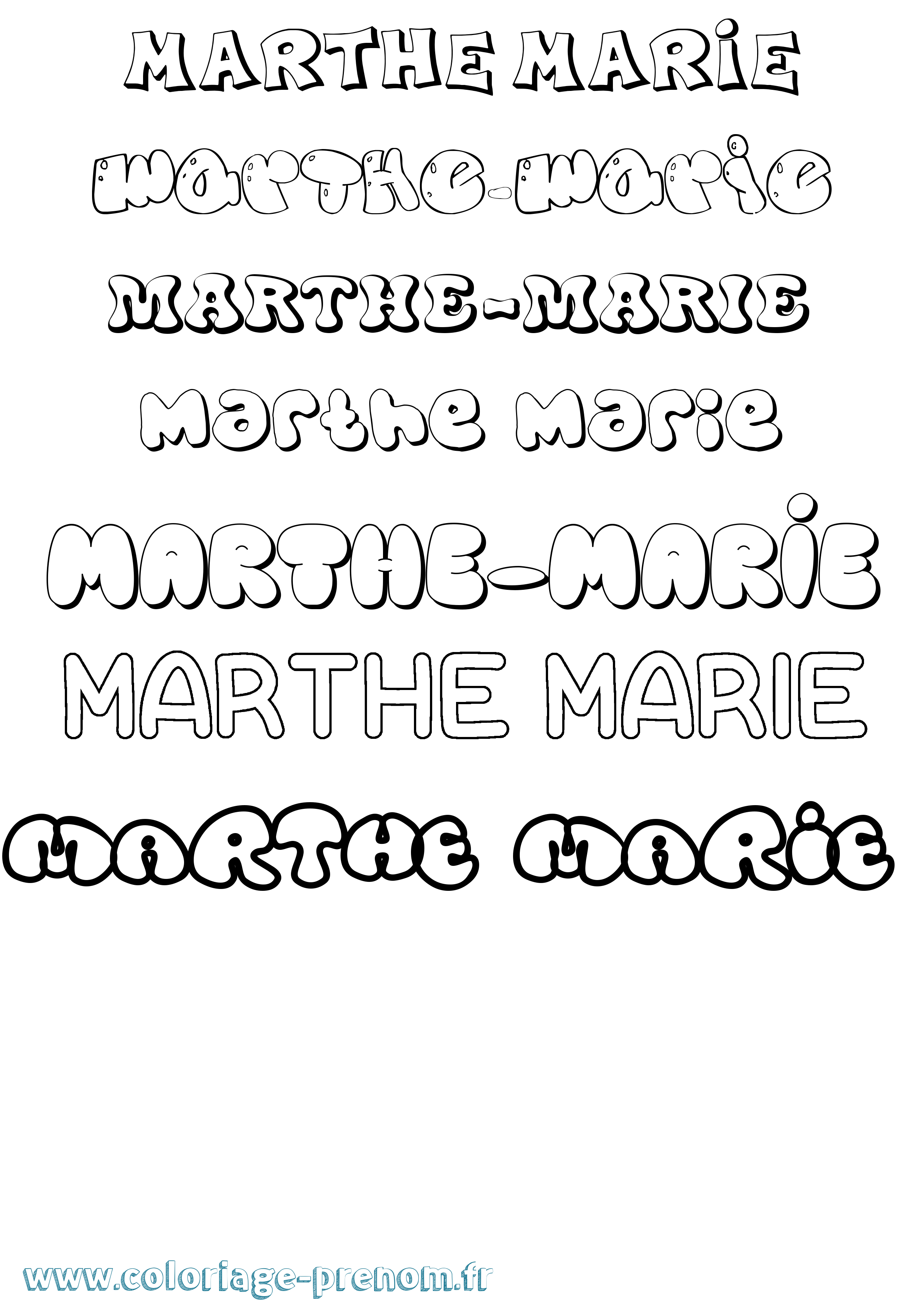 Coloriage Marthe-Marie Bubble Coloriage prénom Marthe-Marie Bubble