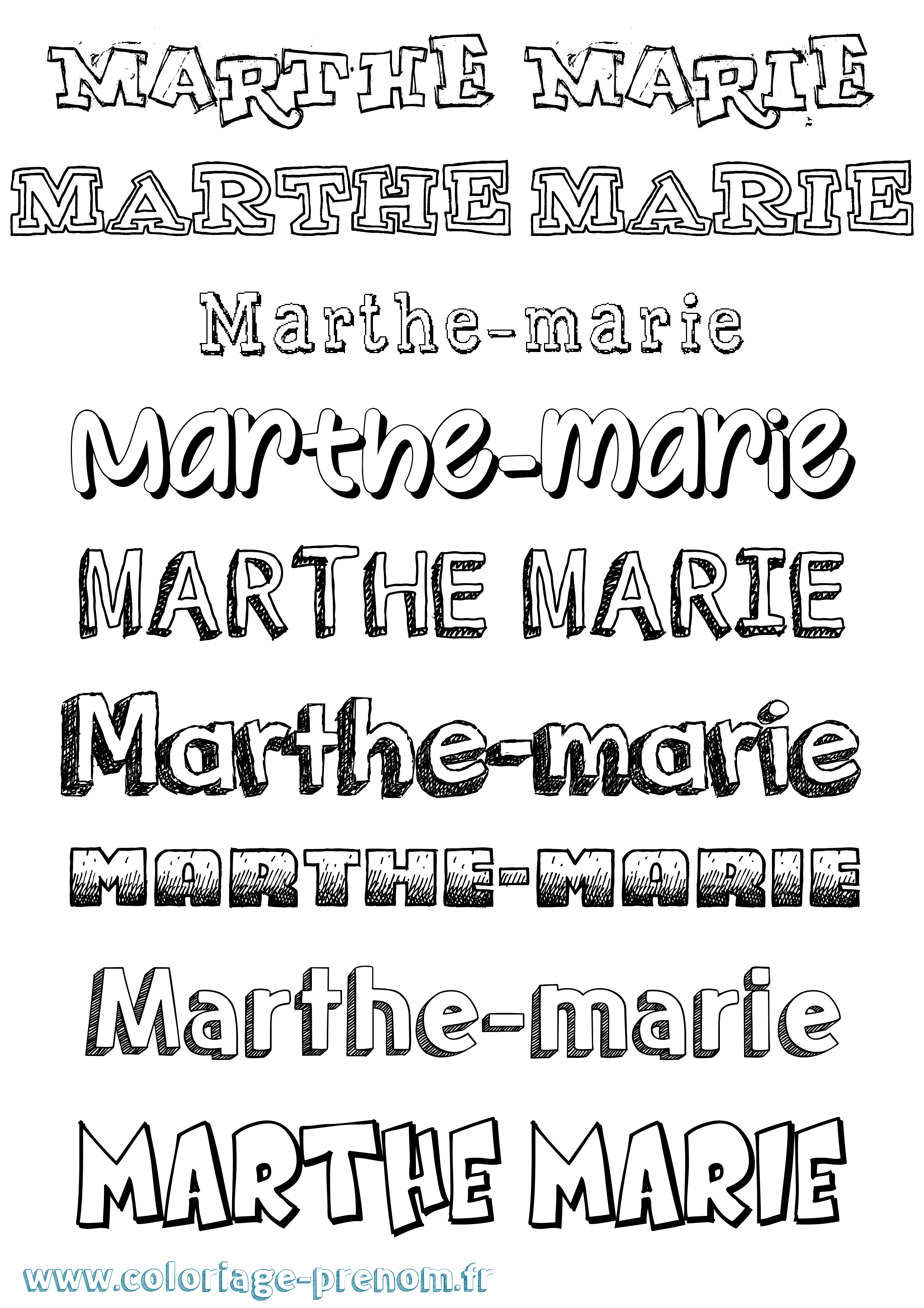 Coloriage Marthe-Marie Dessiné Coloriage prénom Marthe-Marie Dessiné