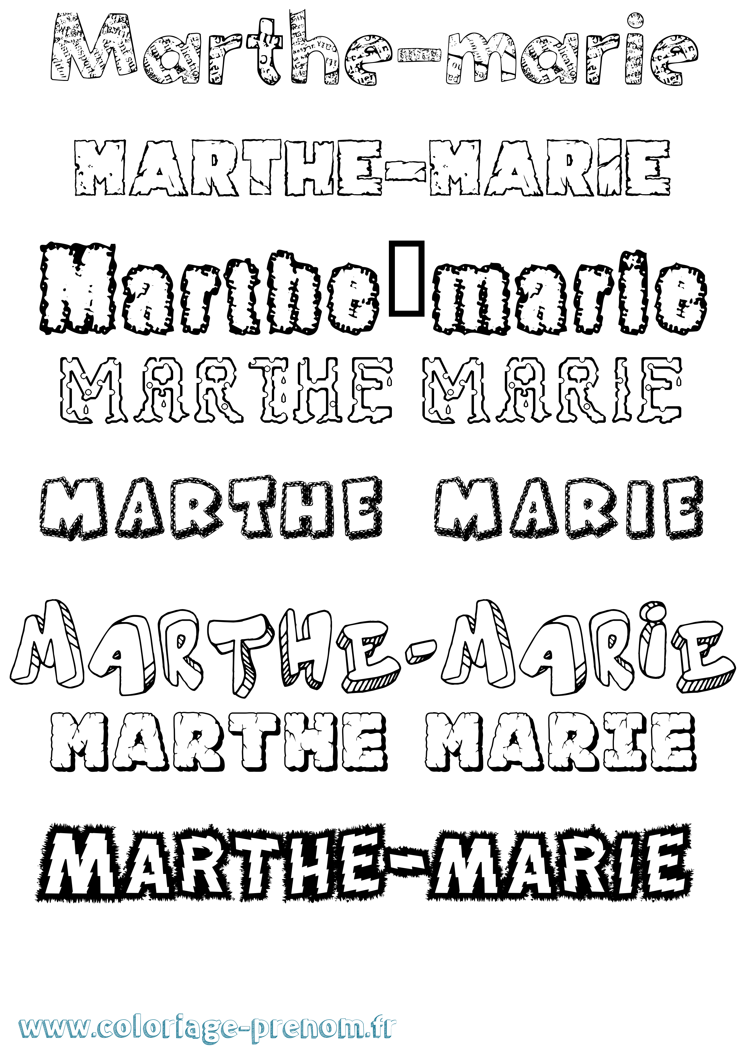 Coloriage Marthe-Marie Destructuré Coloriage prénom Marthe-Marie Destructuré