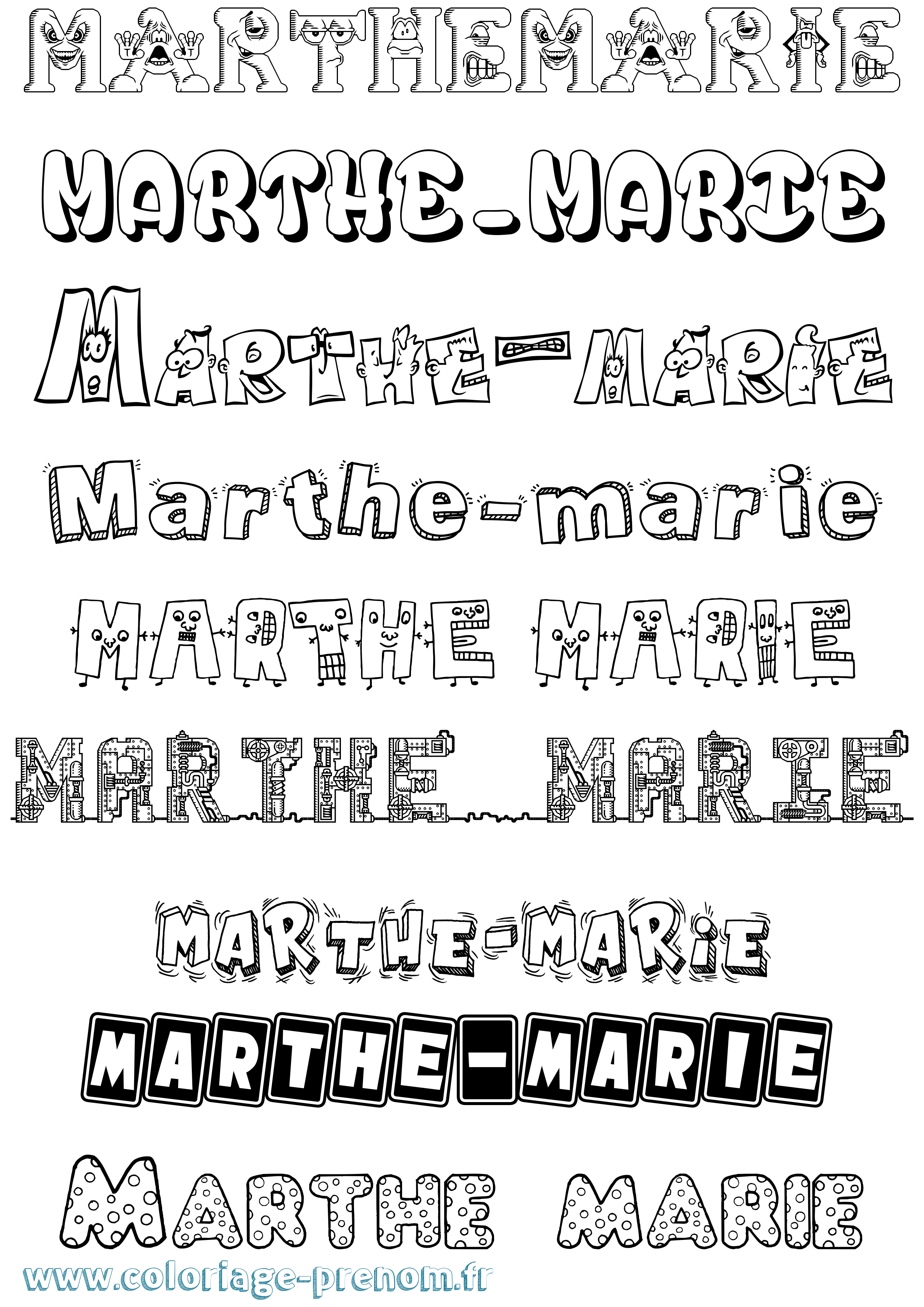 Coloriage Marthe-Marie Fun Coloriage prénom Marthe-Marie Fun