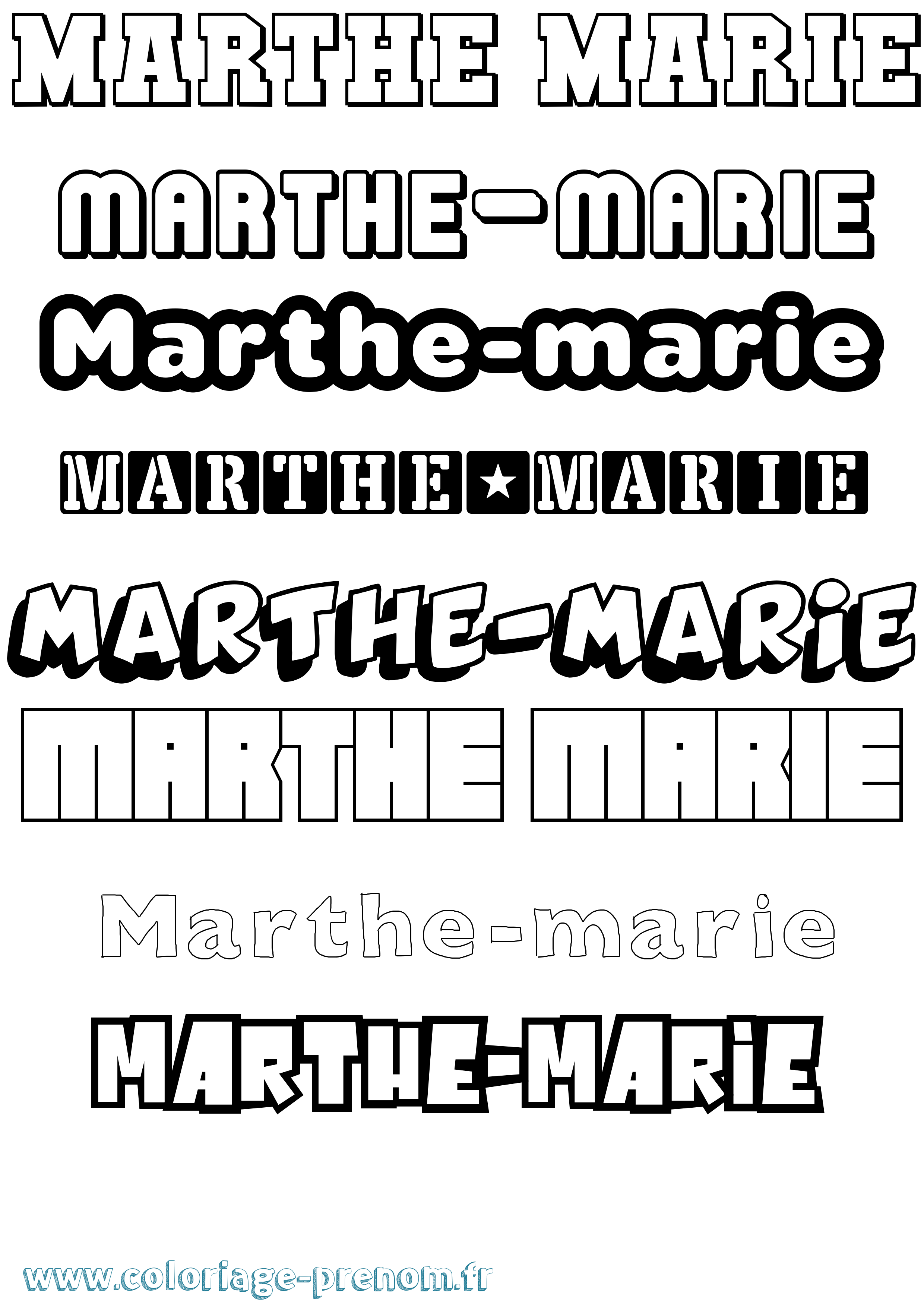 Coloriage Marthe-Marie Simple Coloriage prénom Marthe-Marie Simple