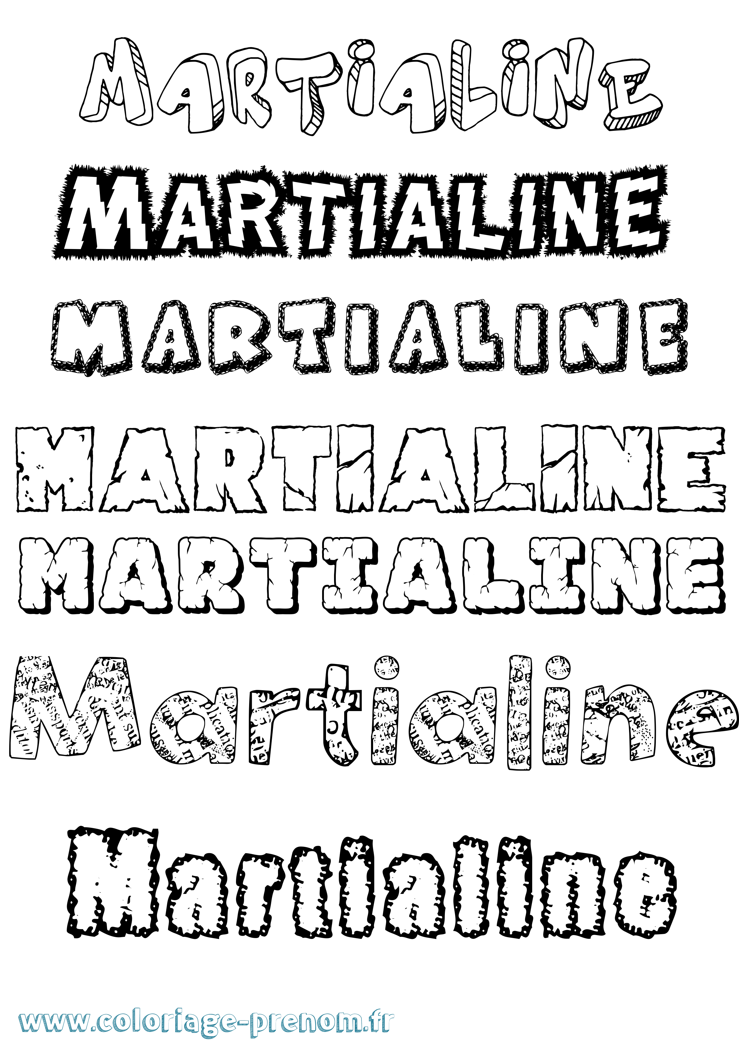 Coloriage Martialine Destructuré Coloriage prénom Martialine Destructuré