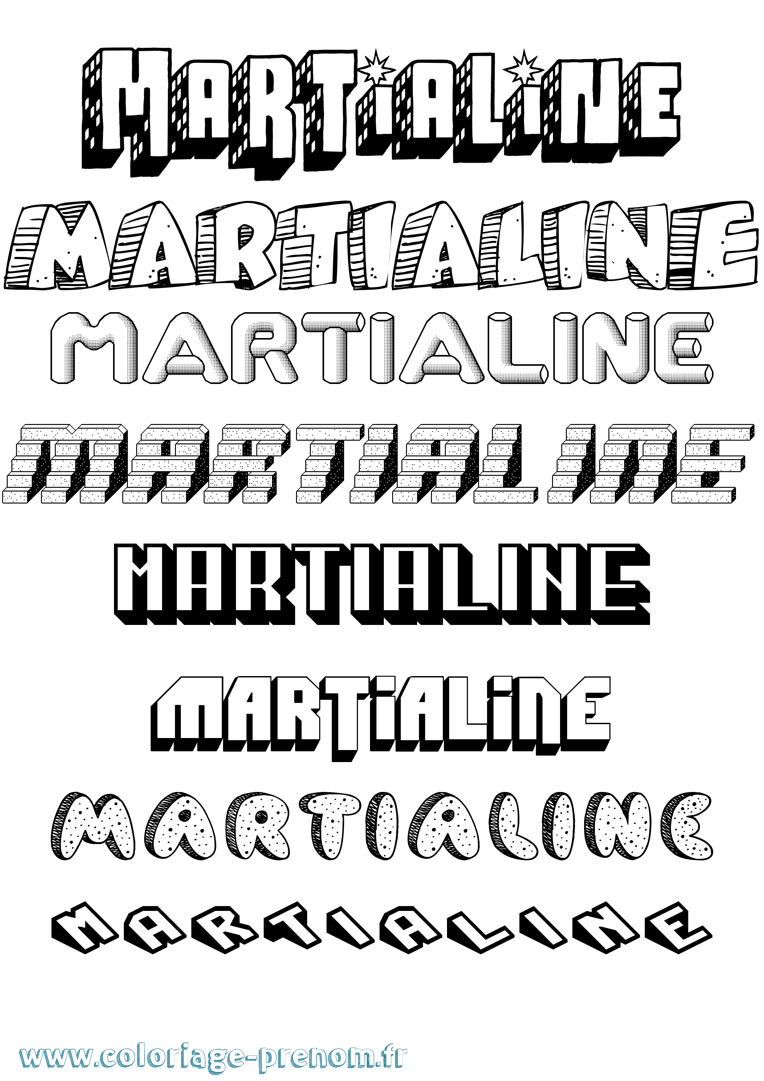 Coloriage Martialine Effet 3D Coloriage prénom Martialine Effet 3D