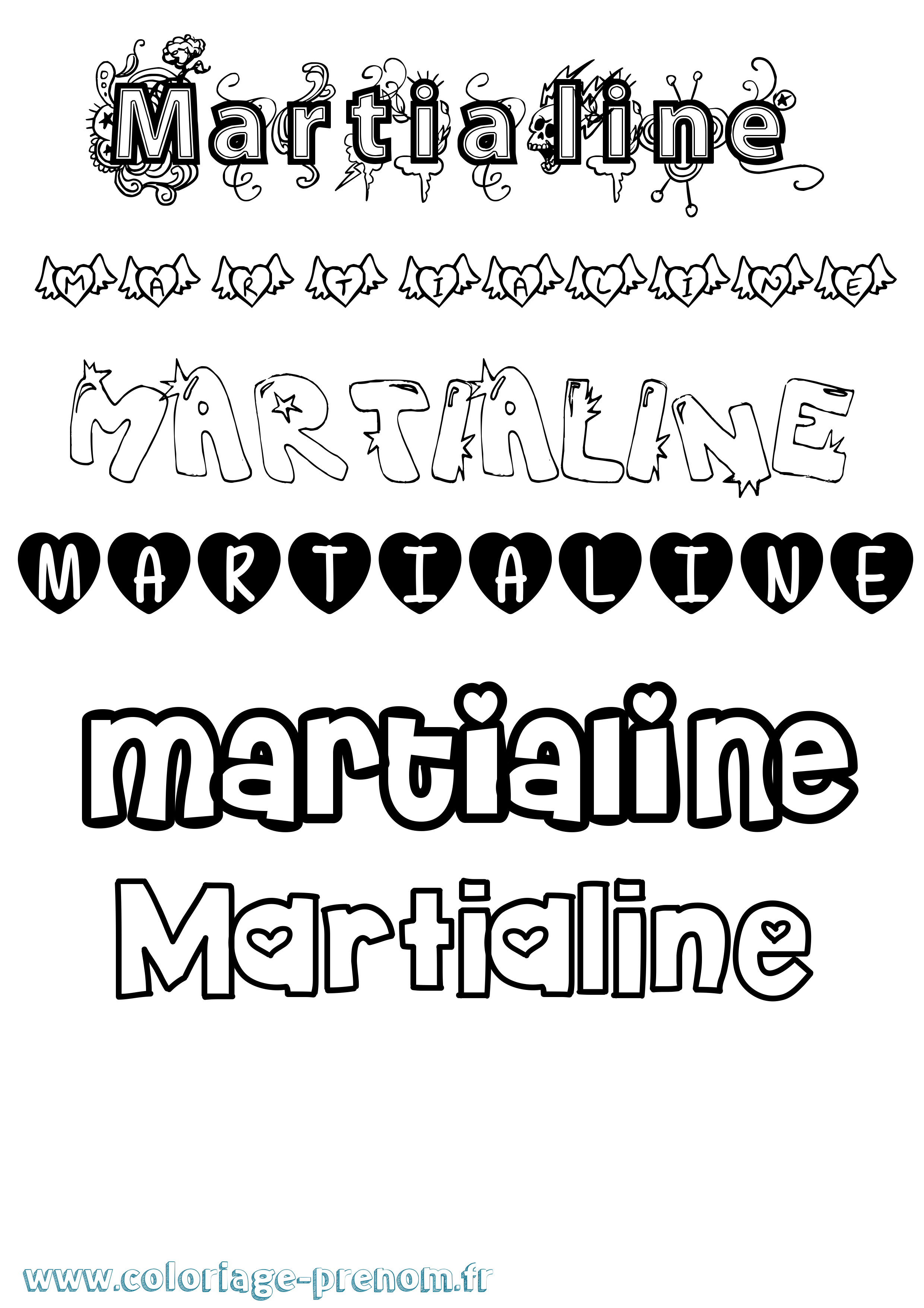 Coloriage Martialine Girly Coloriage prénom Martialine Girly