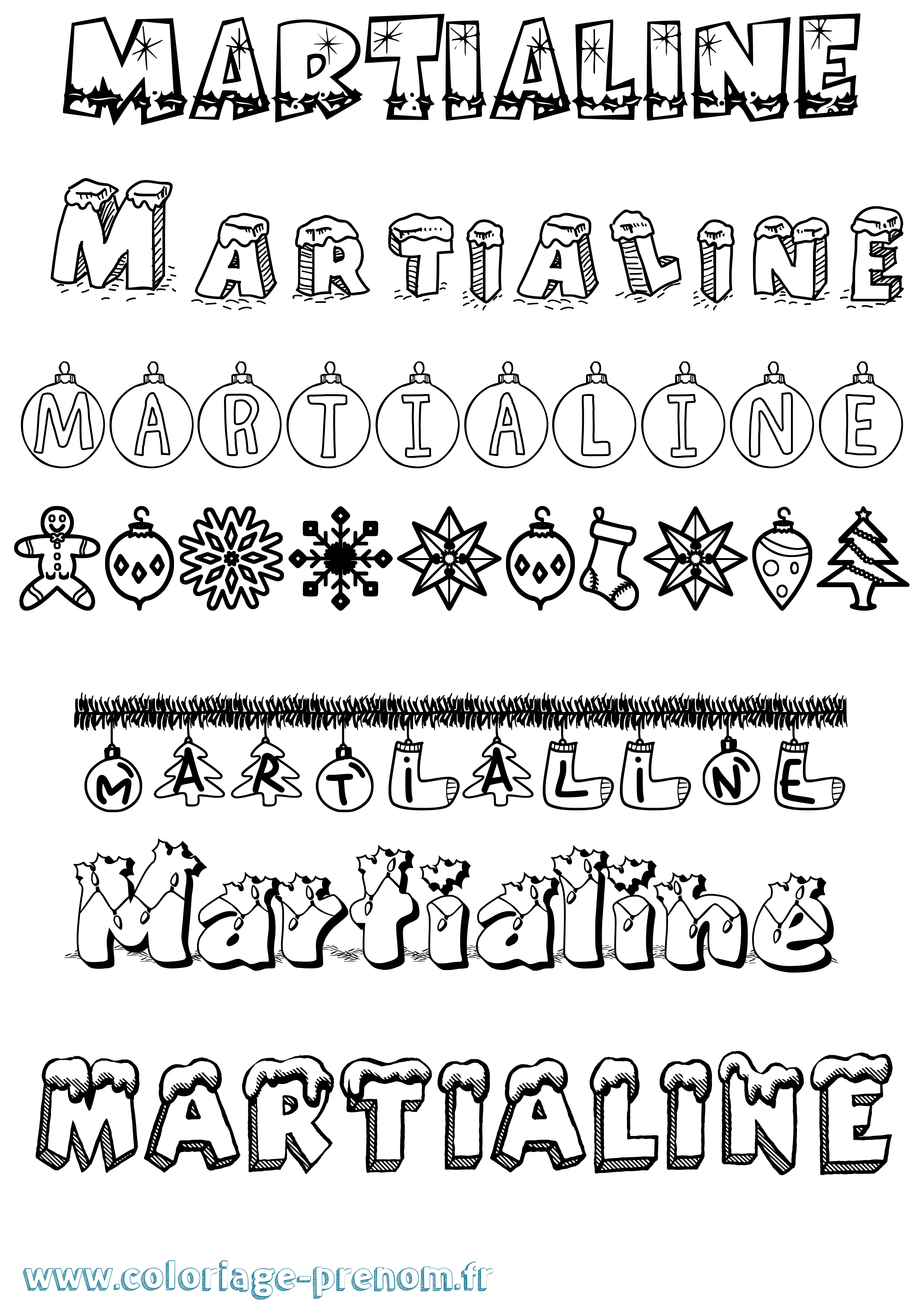 Coloriage Martialine Noël Coloriage prénom Martialine Noël