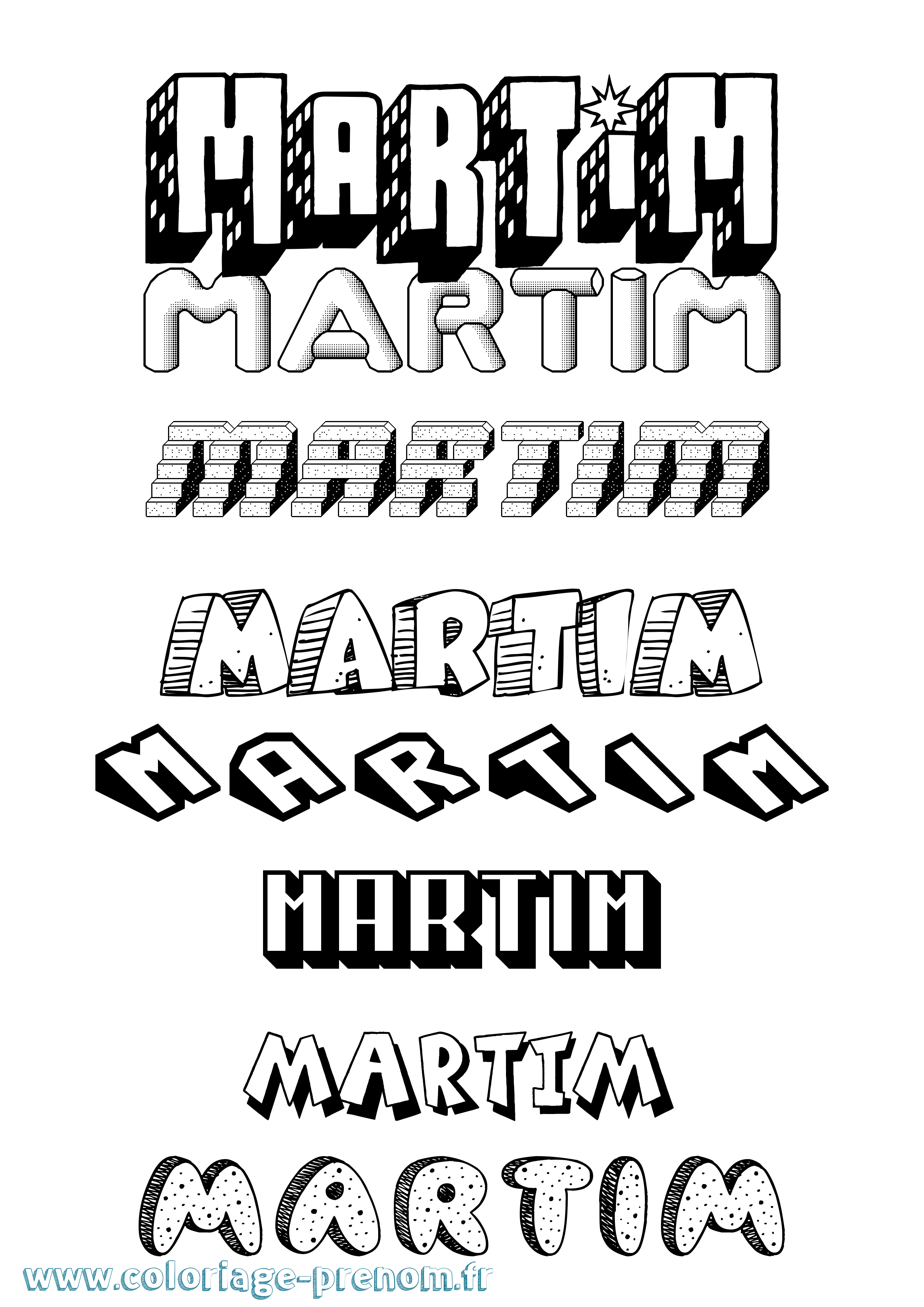Coloriage Martim Effet 3D Coloriage prénom Martim Effet 3D