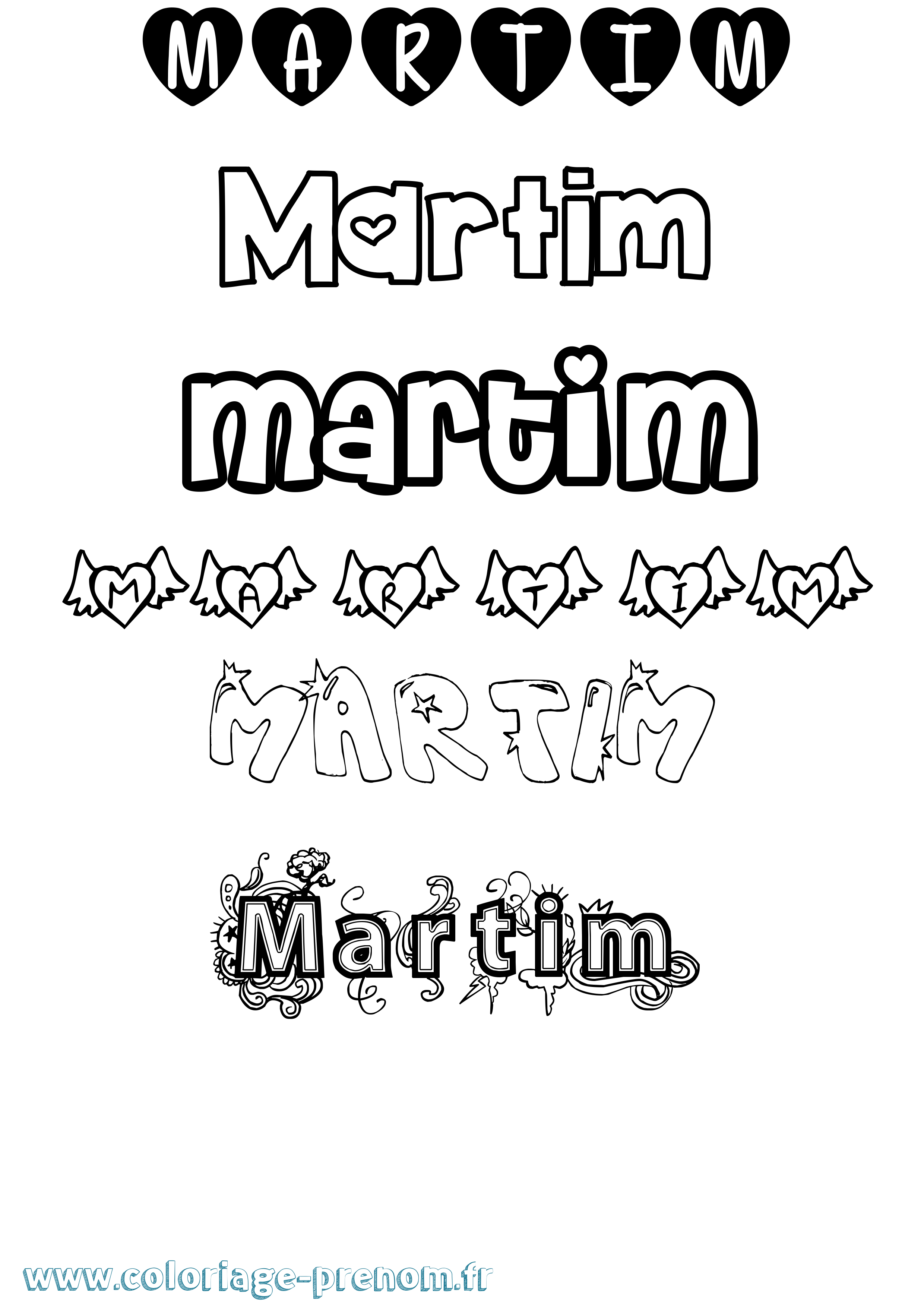Coloriage Martim Girly Coloriage prénom Martim Girly