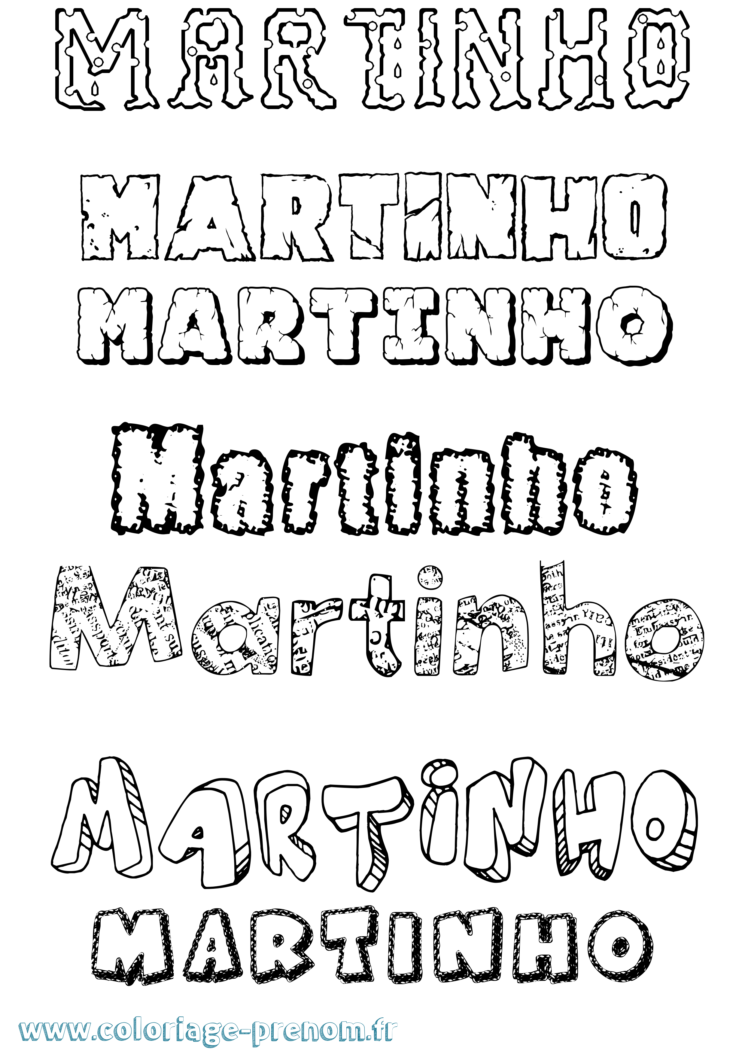 Coloriage Martinho Destructuré Coloriage prénom Martinho Destructuré