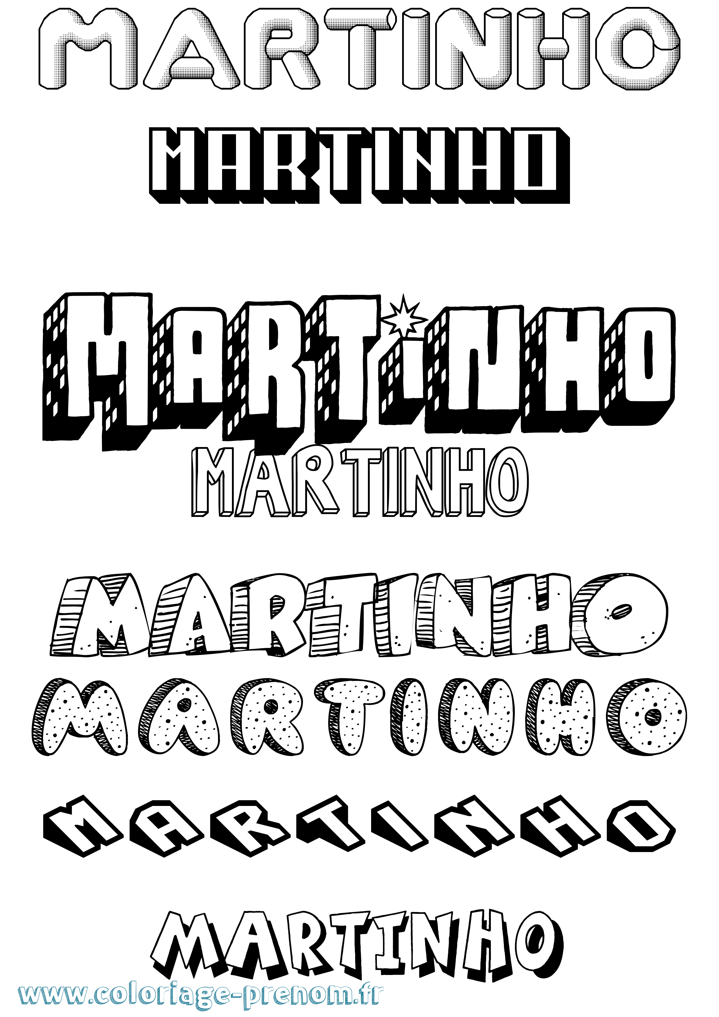 Coloriage Martinho Effet 3D Coloriage prénom Martinho Effet 3D