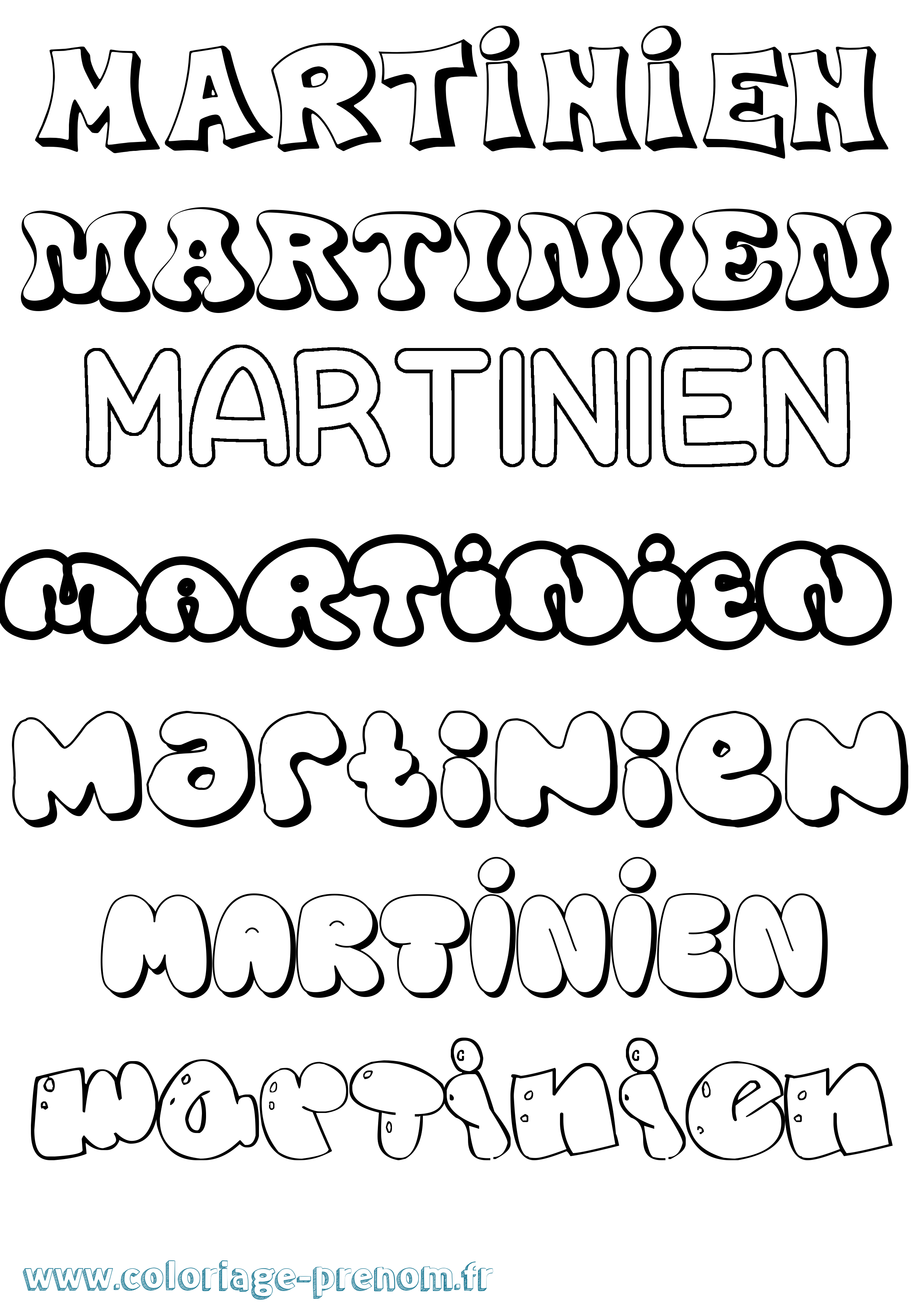 Coloriage Martinien Bubble Coloriage prénom Martinien Bubble