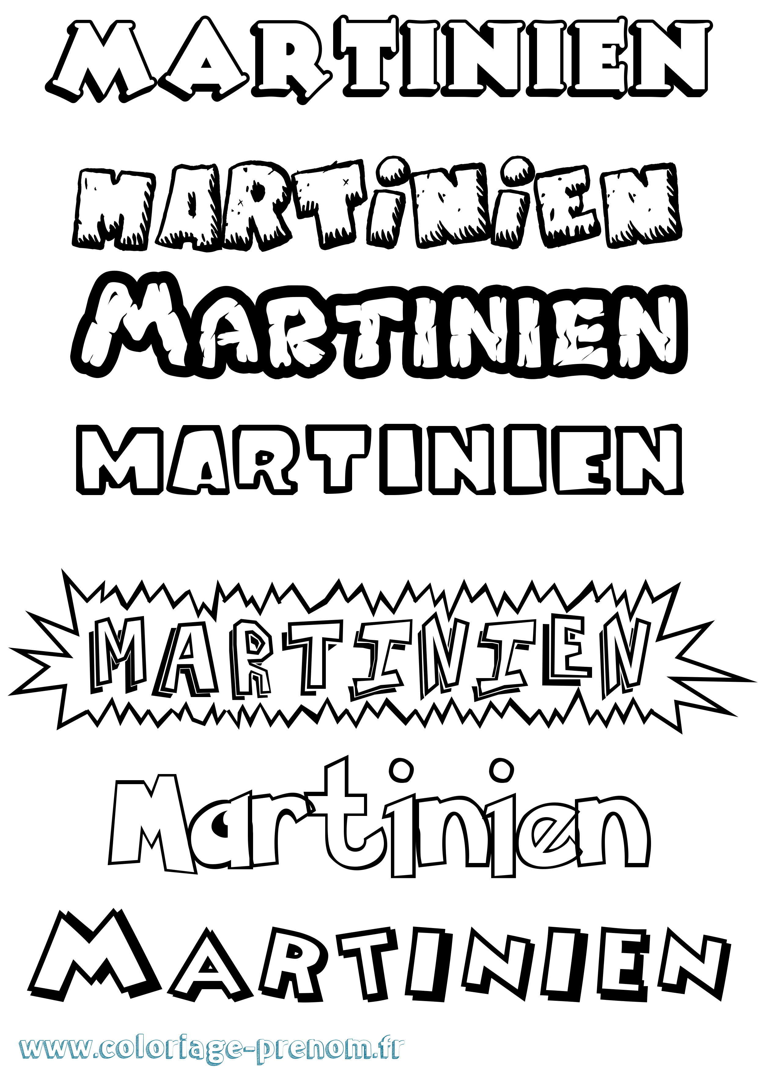Coloriage Martinien Dessin Animé Coloriage prénom Martinien Dessin Animé