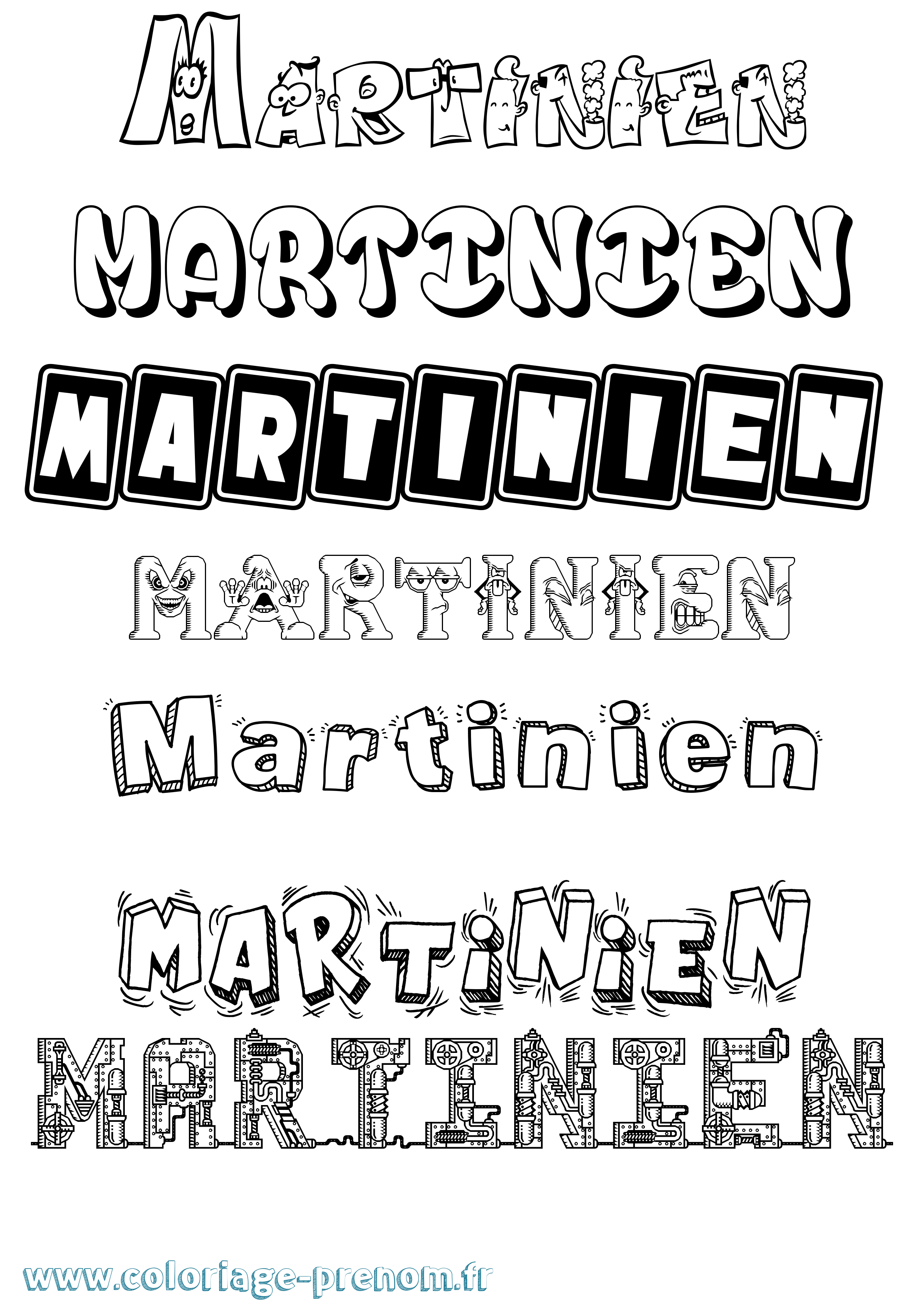 Coloriage Martinien Fun Coloriage prénom Martinien Fun