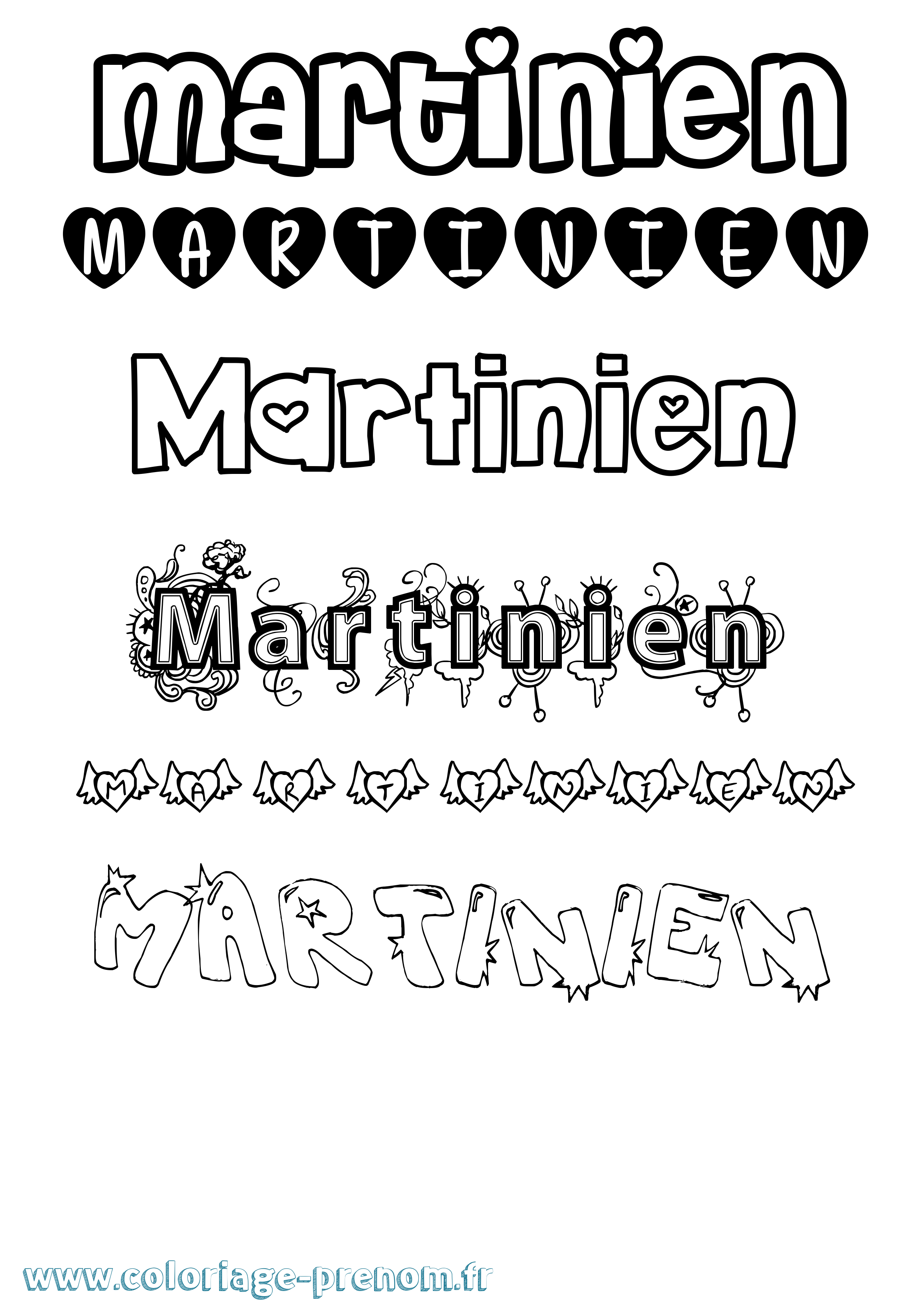 Coloriage Martinien Girly Coloriage prénom Martinien Girly