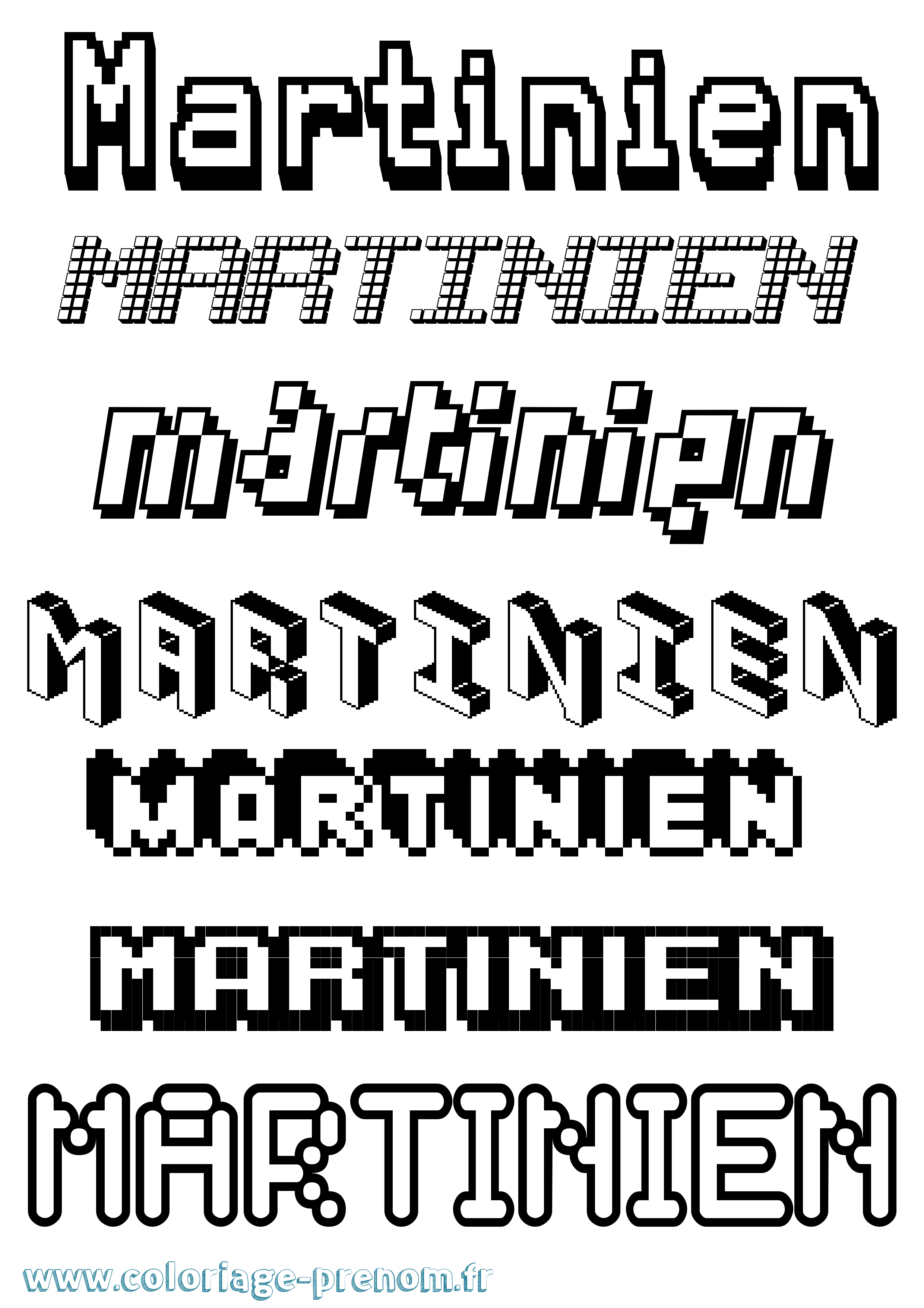Coloriage Martinien Pixel Coloriage prénom Martinien Pixel