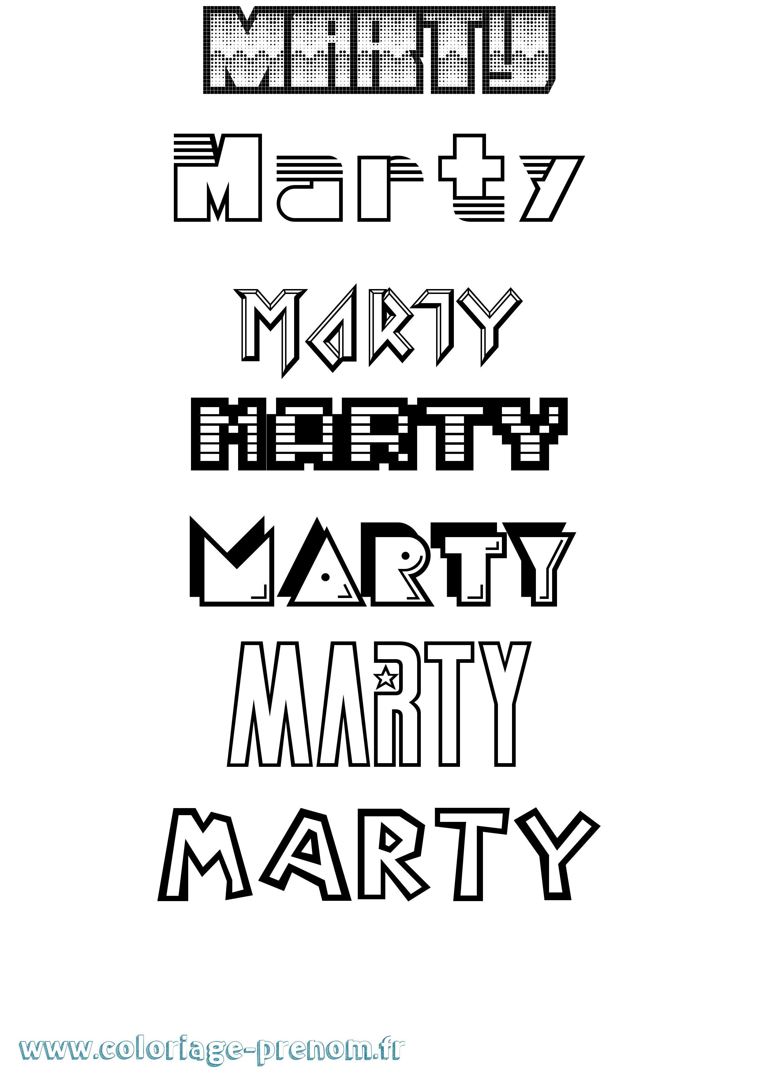 Coloriage Marty Jeux Vidéos Coloriage prénom Marty Jeux Vidéos