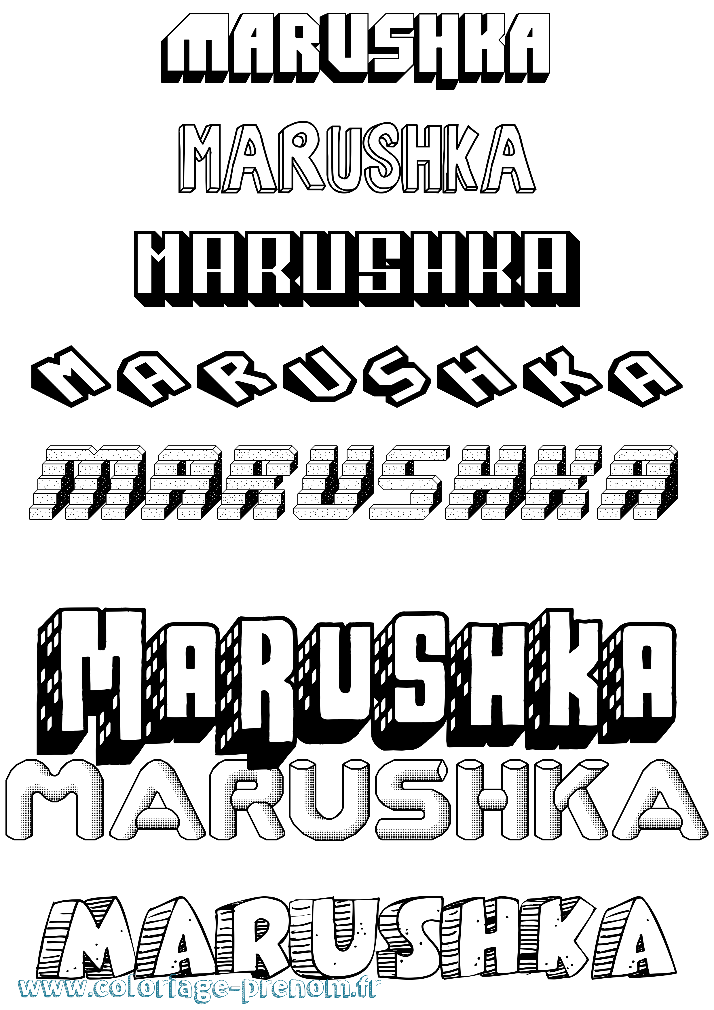 Coloriage Marushka Effet 3D Coloriage prénom Marushka Effet 3D
