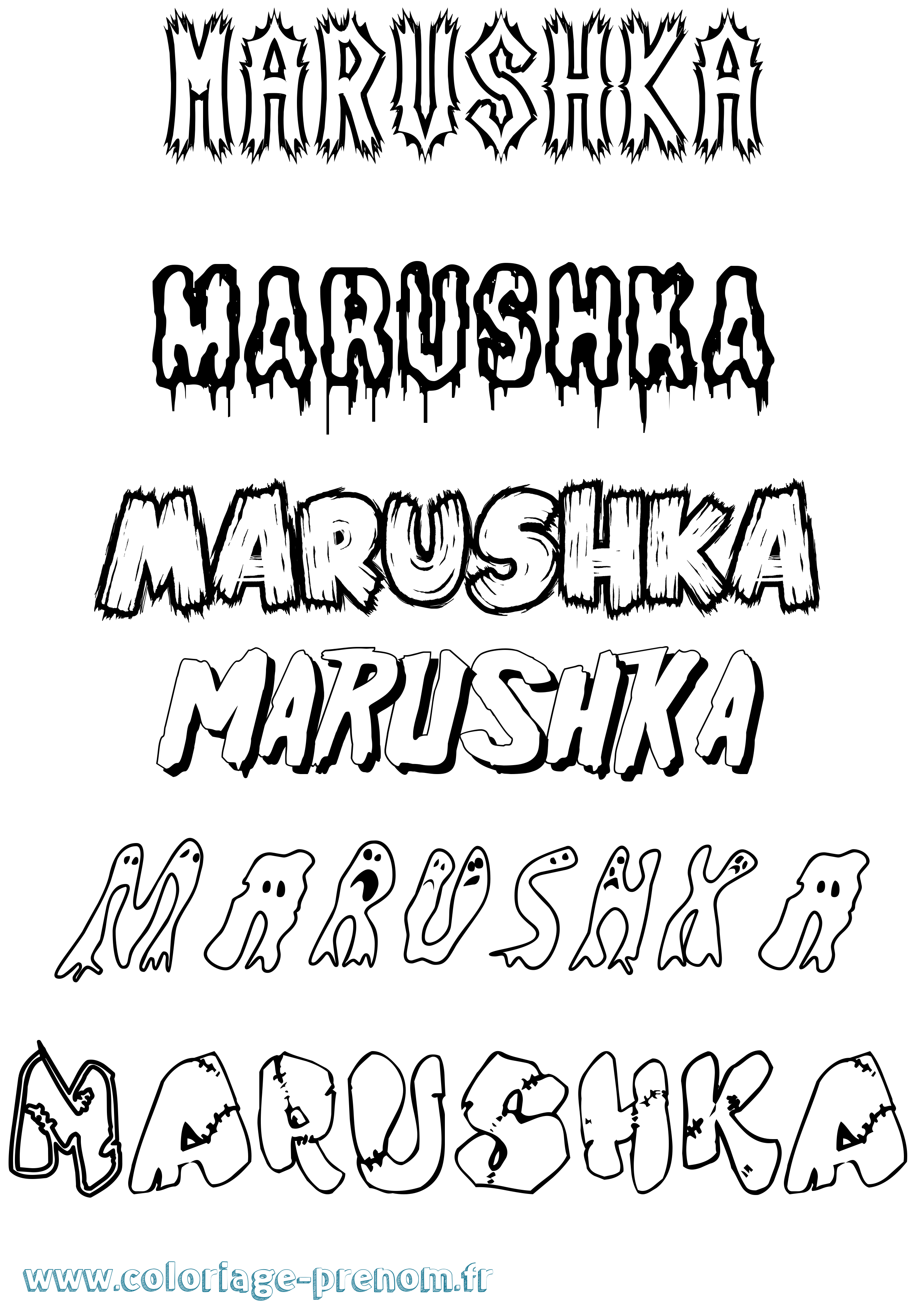 Coloriage Marushka Frisson Coloriage prénom Marushka Frisson