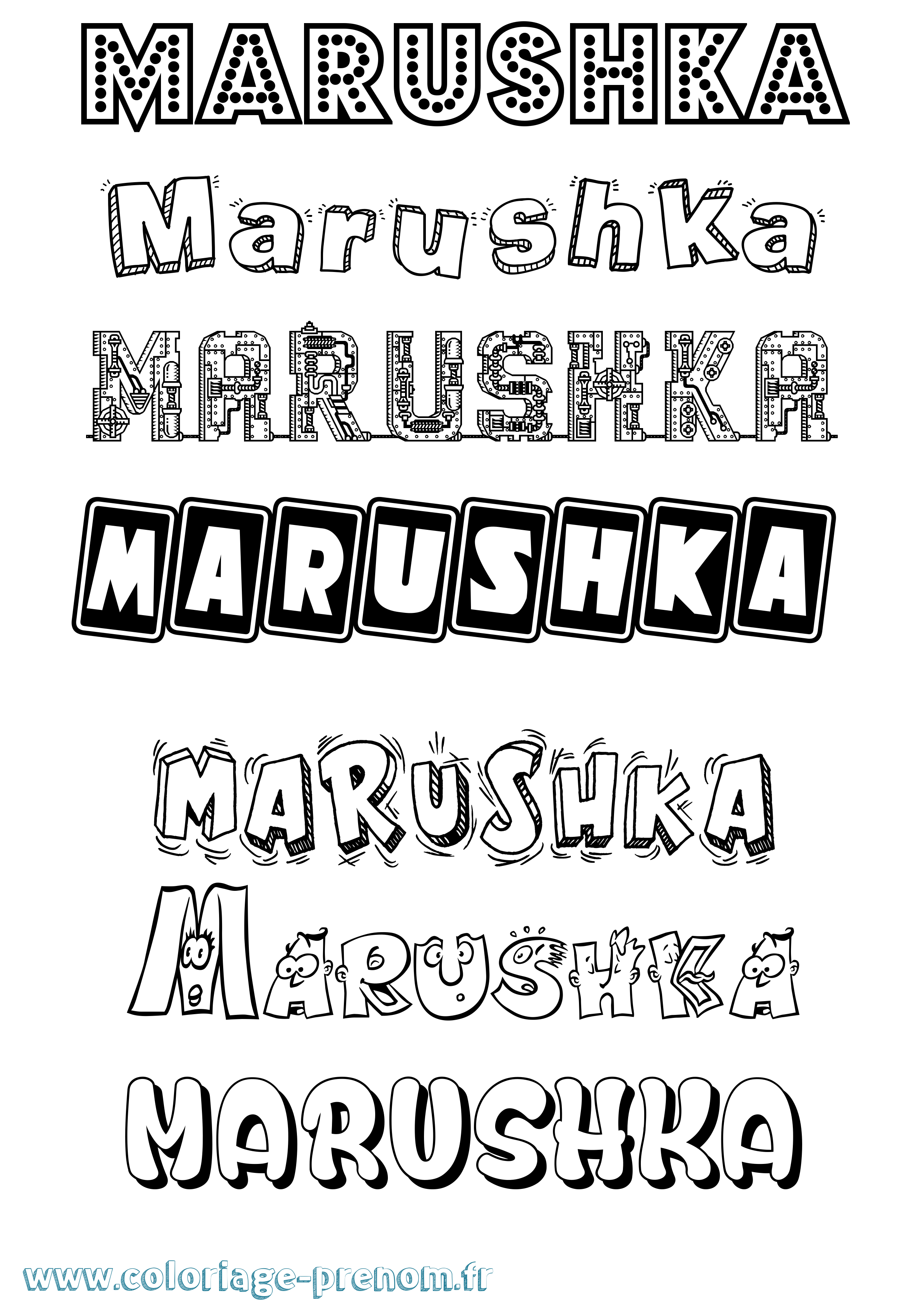 Coloriage Marushka Fun Coloriage prénom Marushka Fun