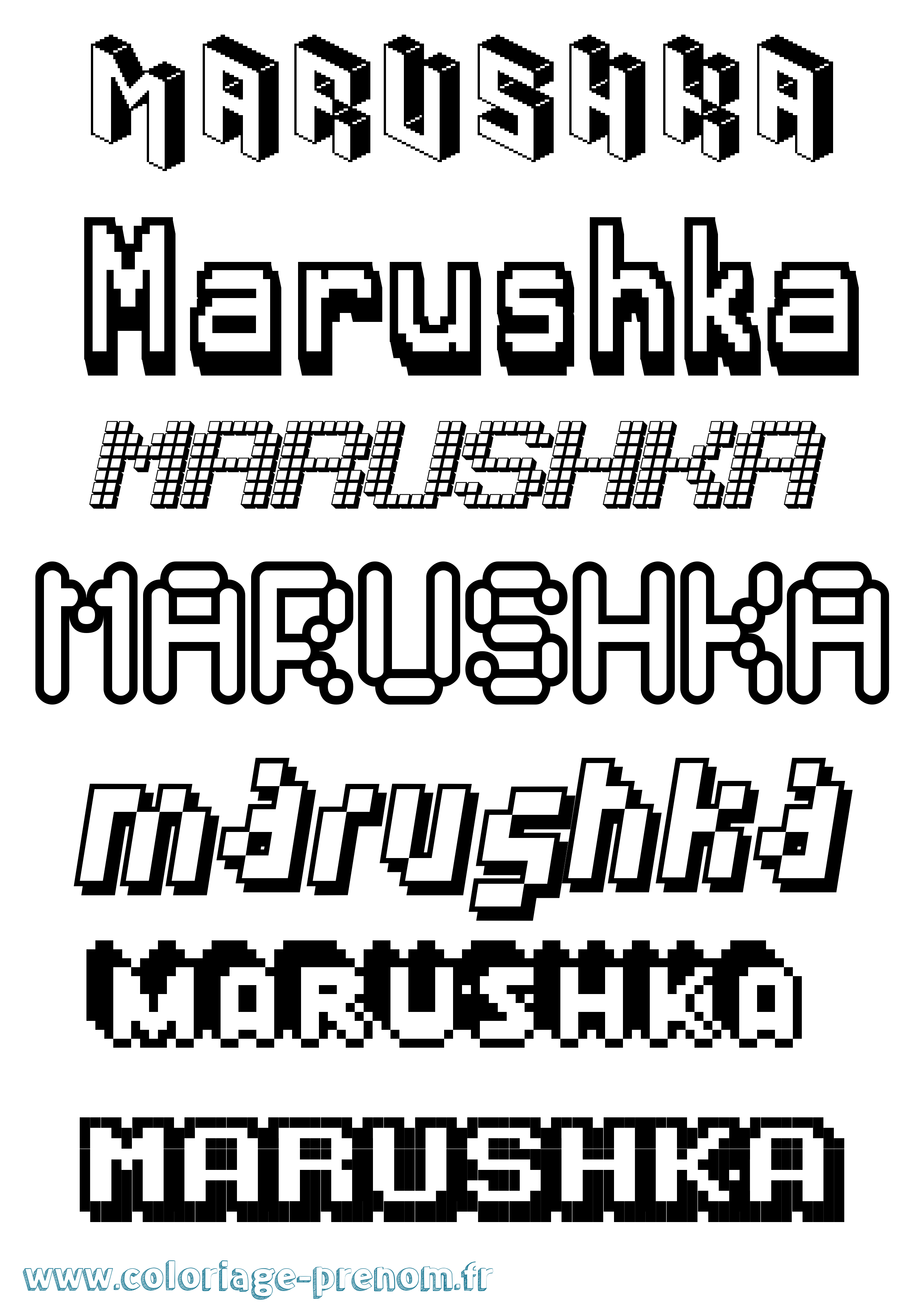 Coloriage Marushka Pixel Coloriage prénom Marushka Pixel