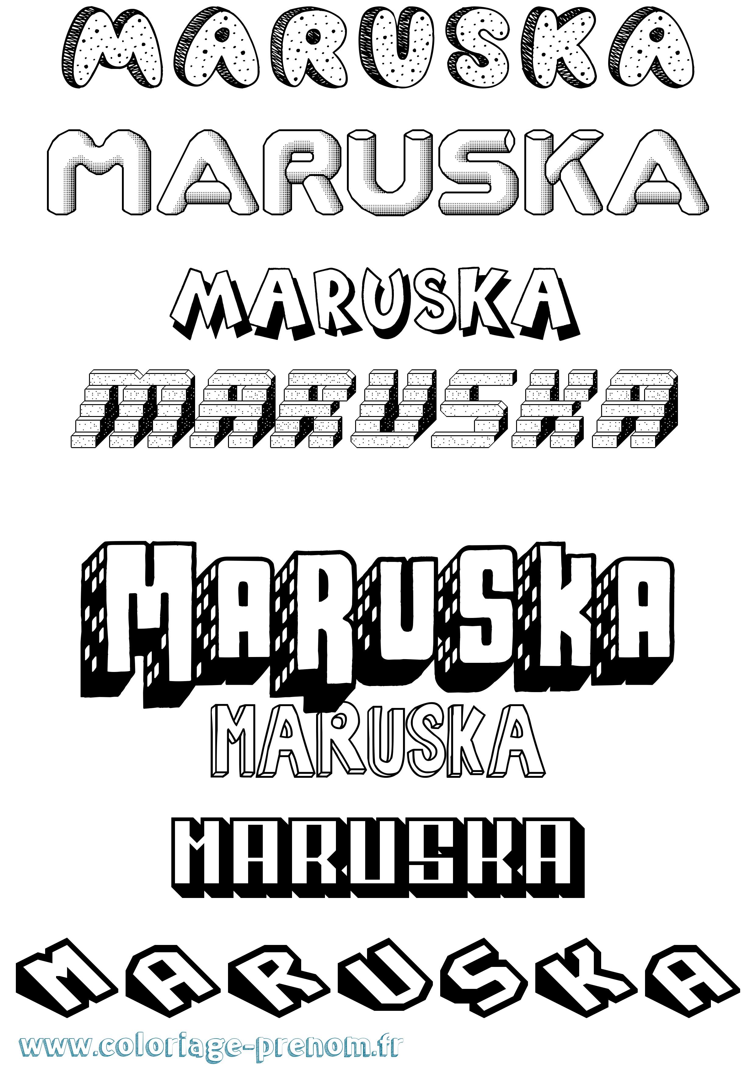 Coloriage Maruska Effet 3D Coloriage prénom Maruska Effet 3D
