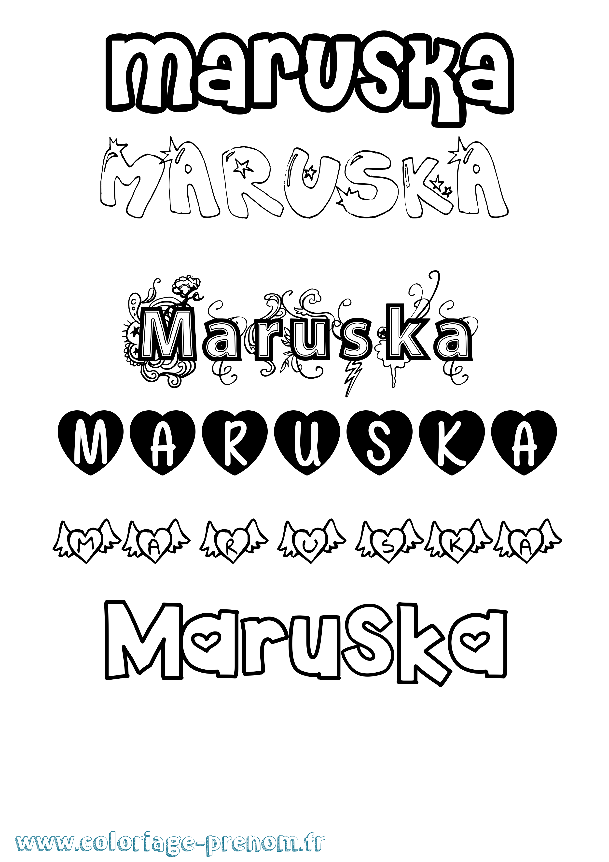 Coloriage Maruska Girly Coloriage prénom Maruska Girly