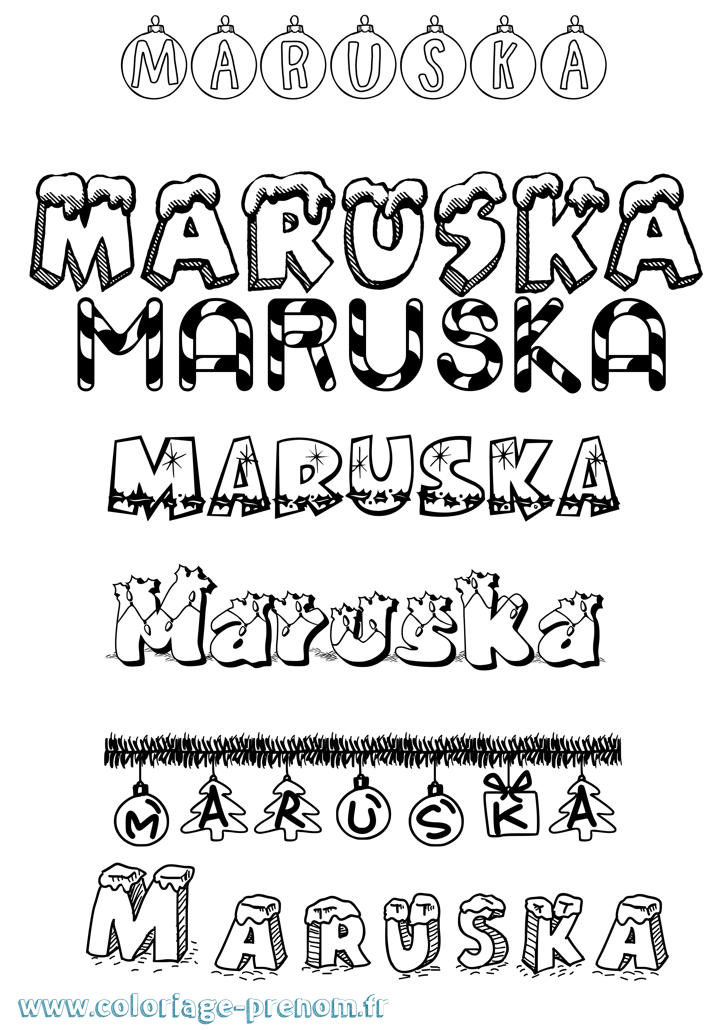 Coloriage Maruska Noël Coloriage prénom Maruska Noël