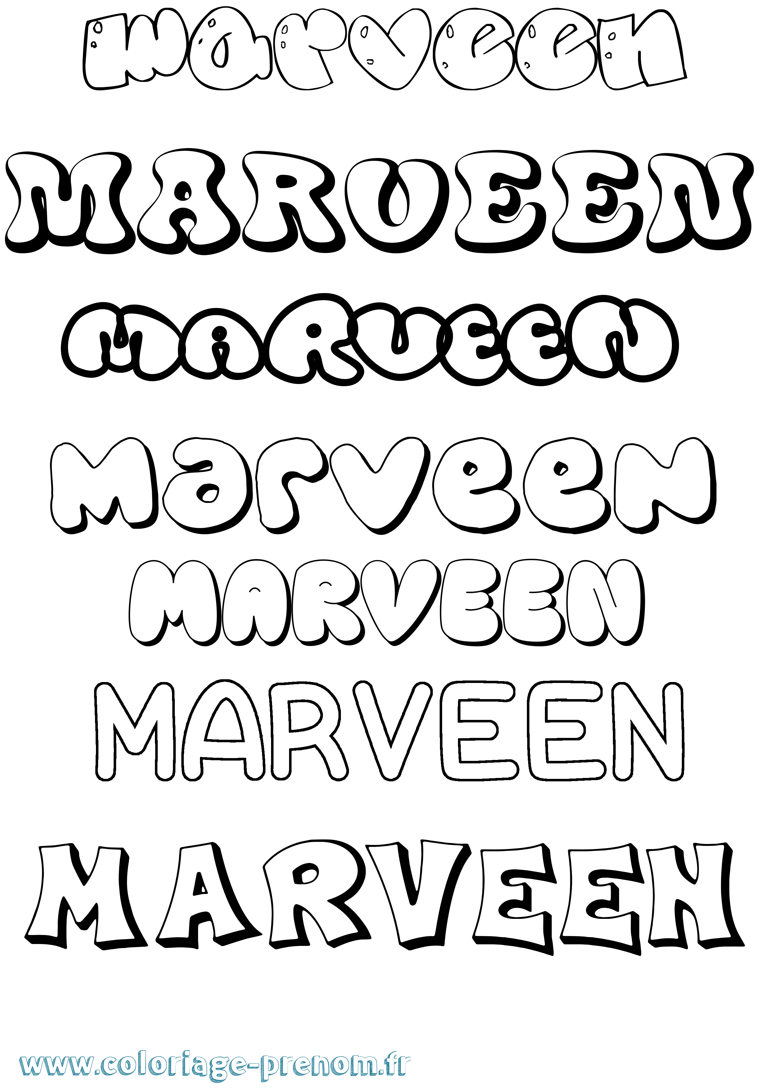 Coloriage Marveen Bubble Coloriage prénom Marveen Bubble