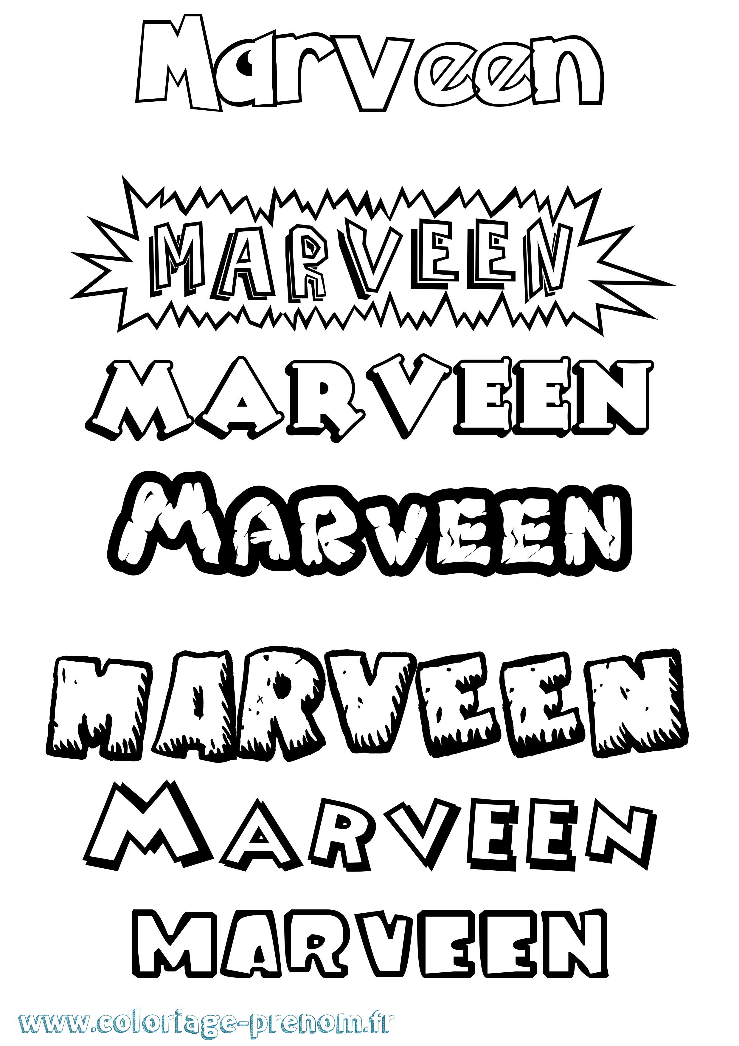 Coloriage Marveen Dessin Animé Coloriage prénom Marveen Dessin Animé