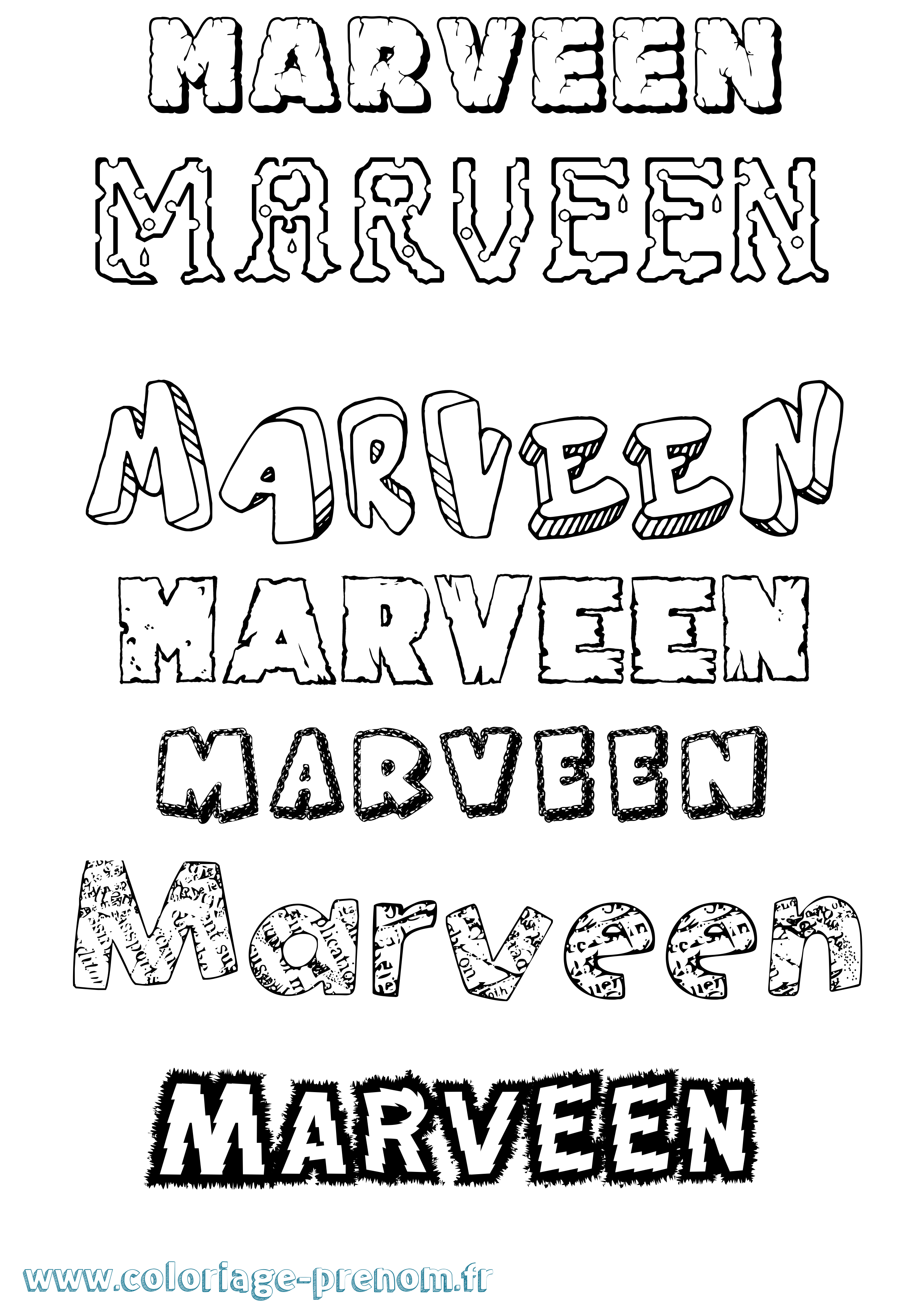 Coloriage Marveen Destructuré Coloriage prénom Marveen Destructuré