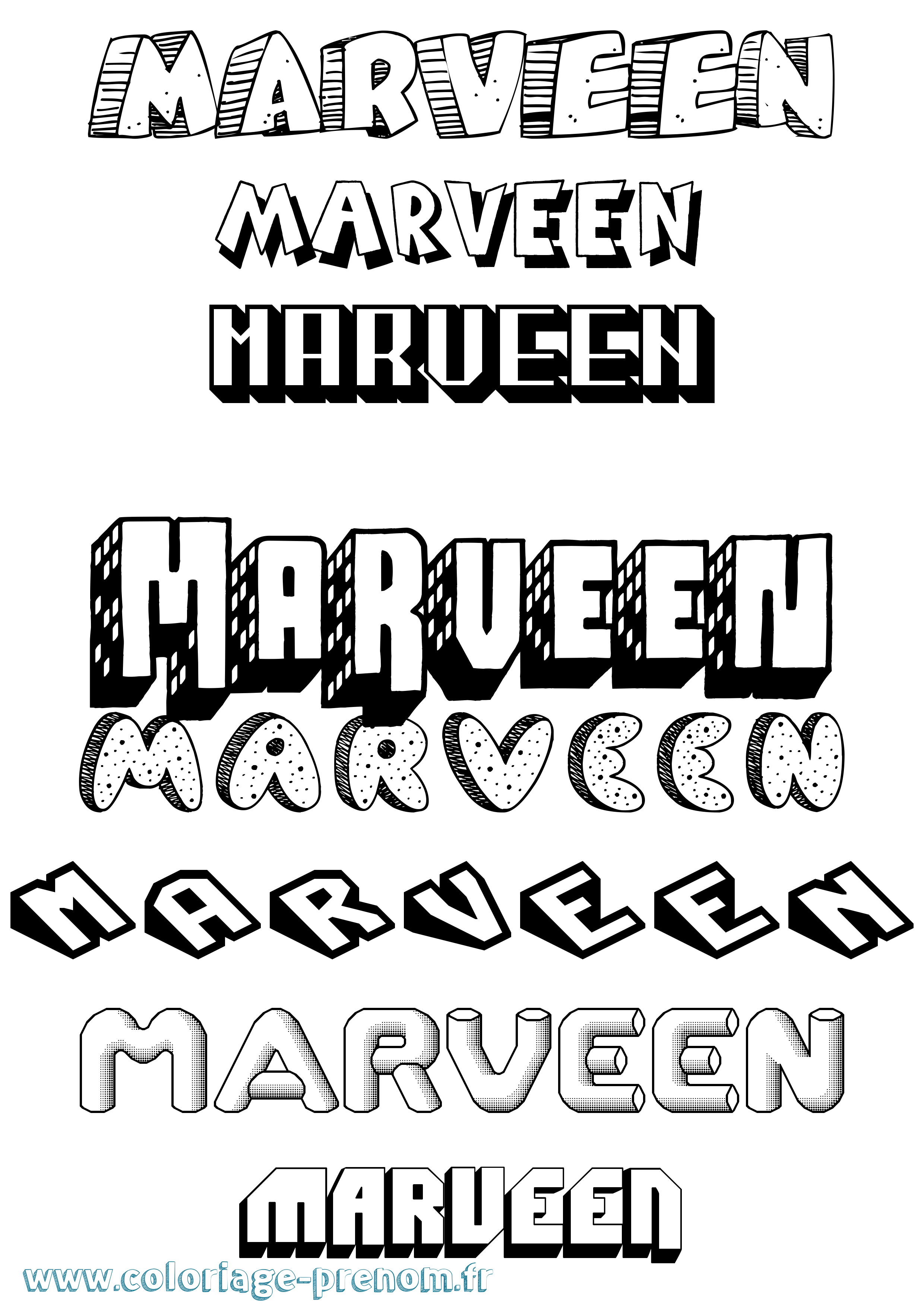 Coloriage Marveen Effet 3D Coloriage prénom Marveen Effet 3D